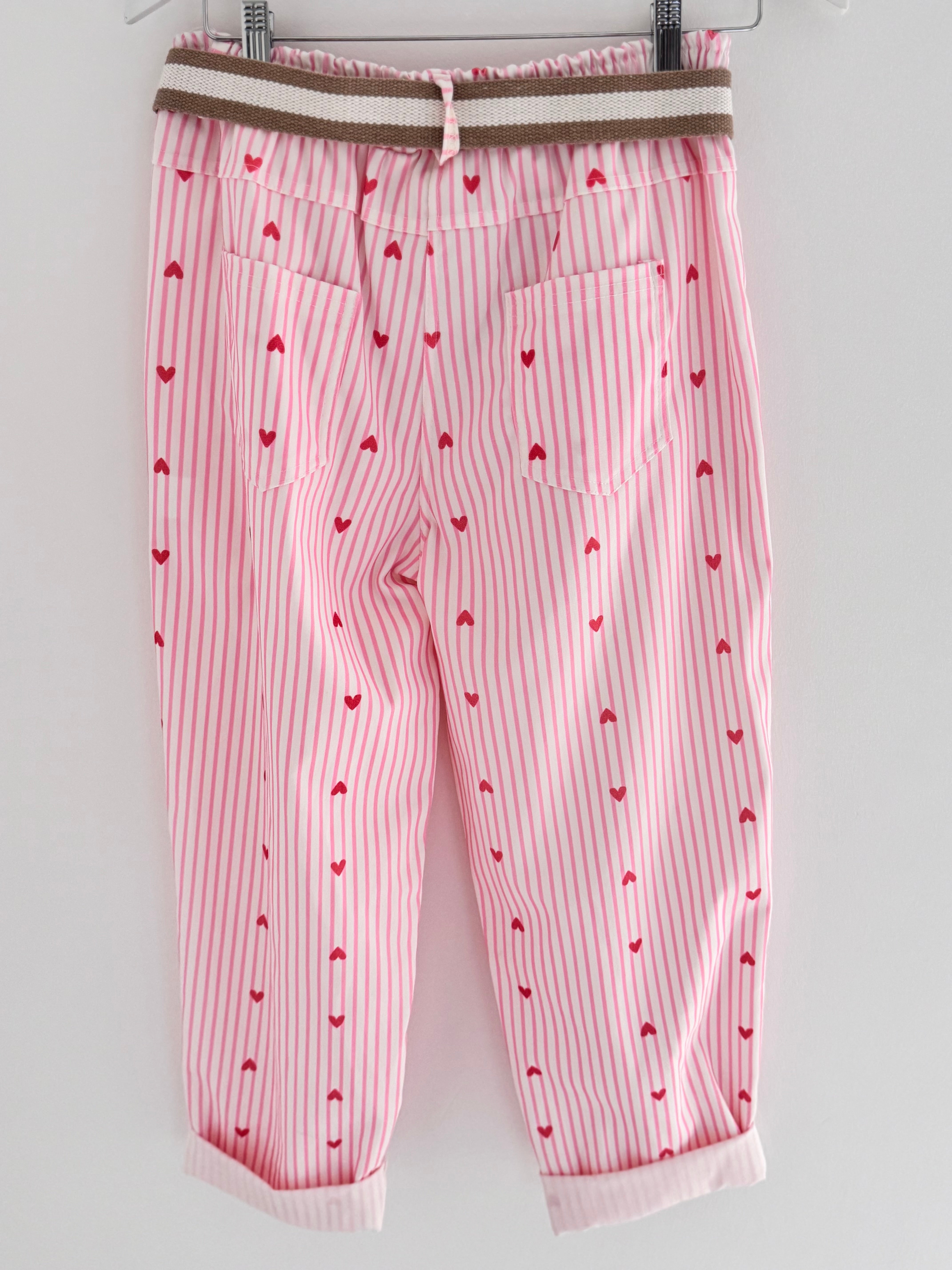 Pink Stripe Trousers with Hearts