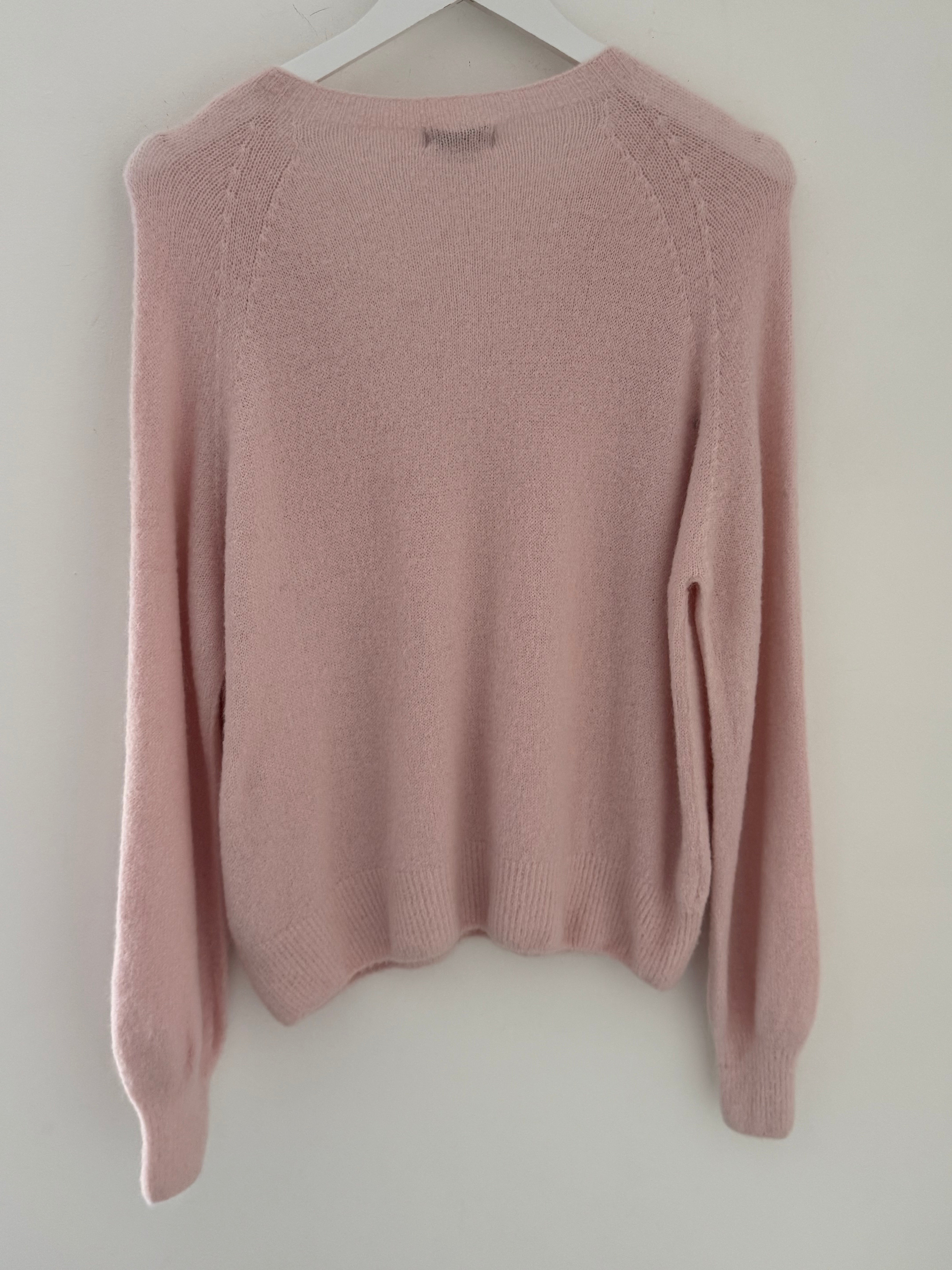 Softie Jumper with Button Neck in Soft Pink