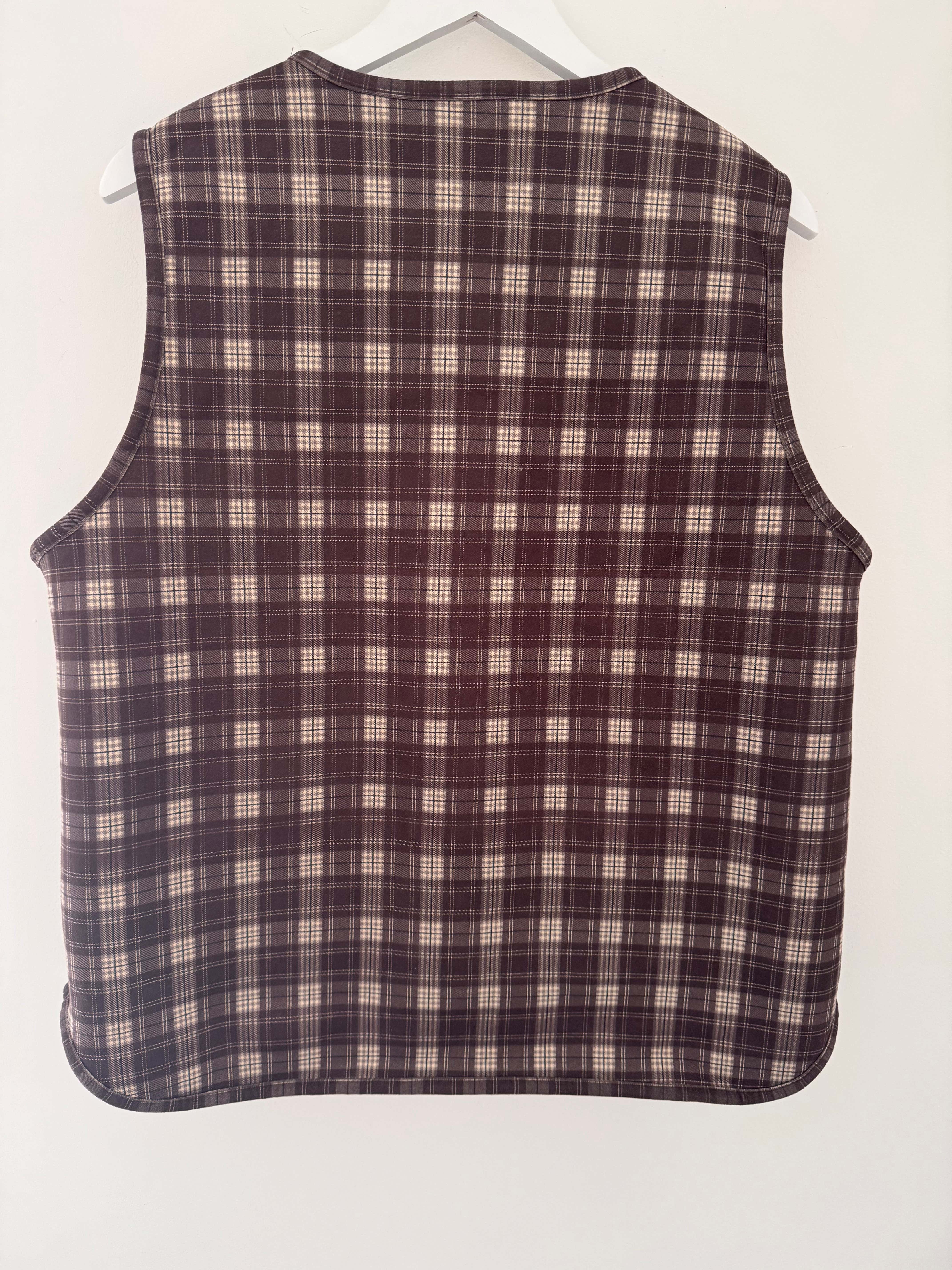 Reversible Boucle & Check Gilet in Ecru and Chocolate