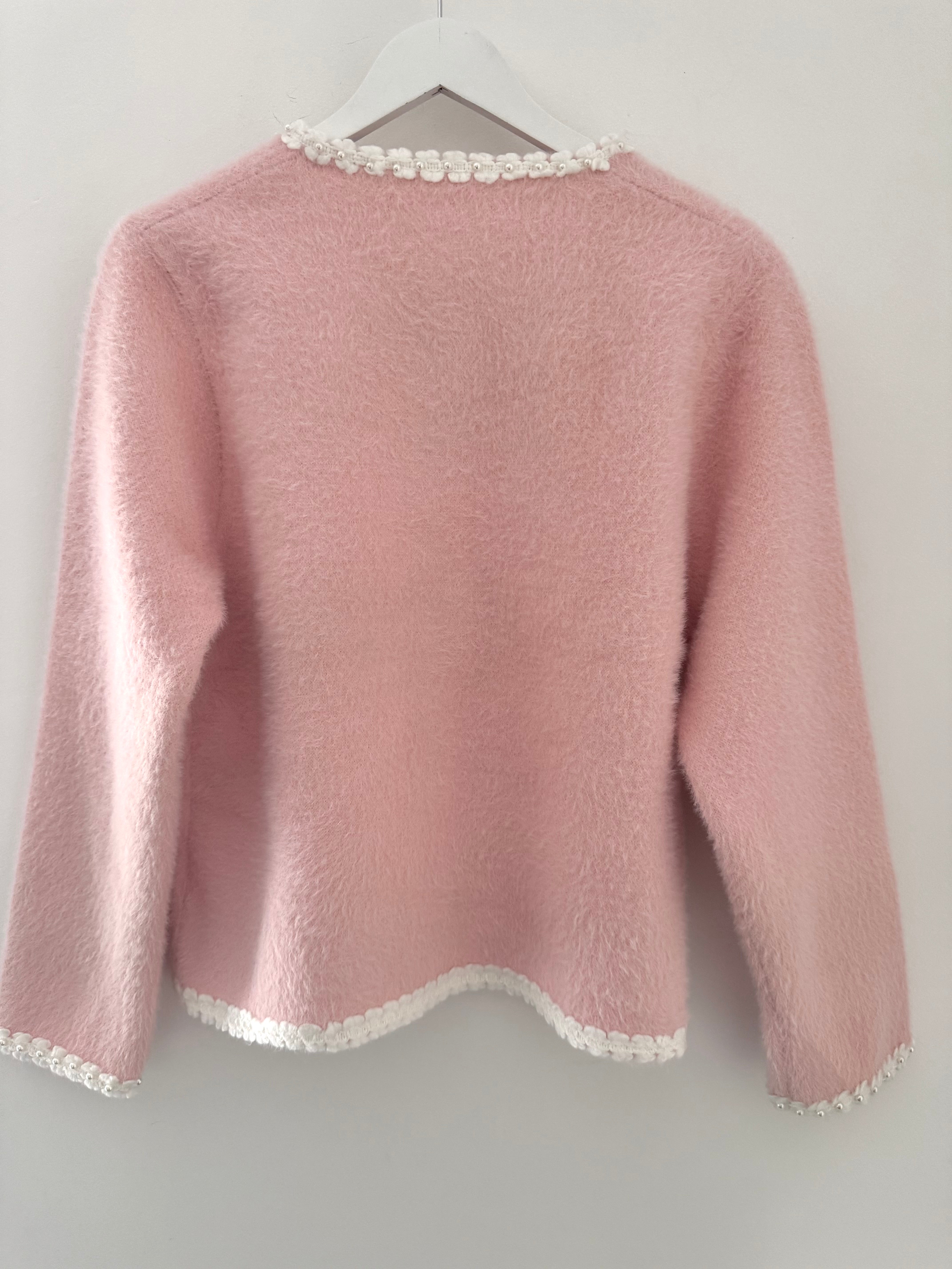 Button Cardi Jacket in Pink