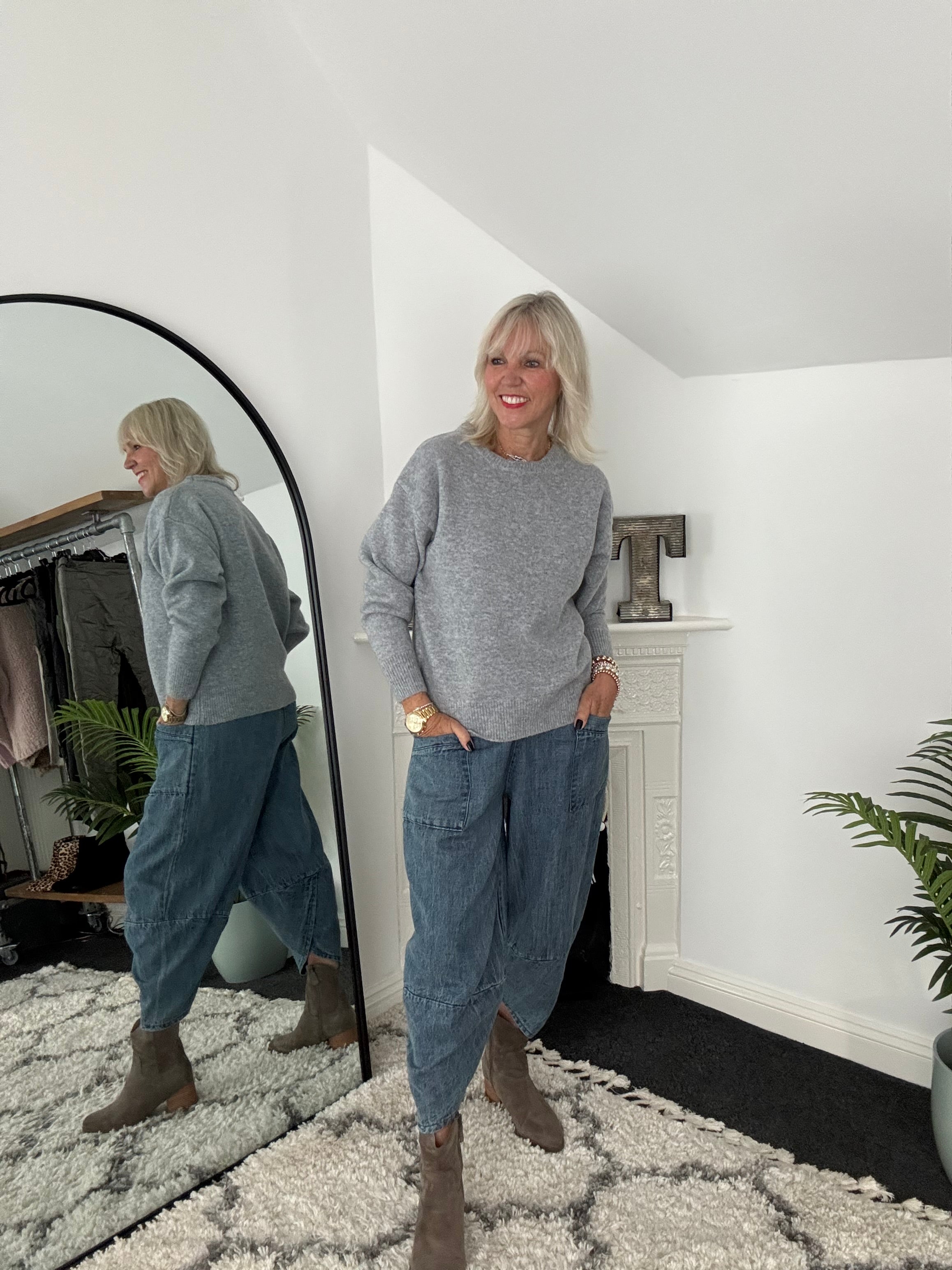 Soft & Cosy Round Neck Jumper in Marl Grey