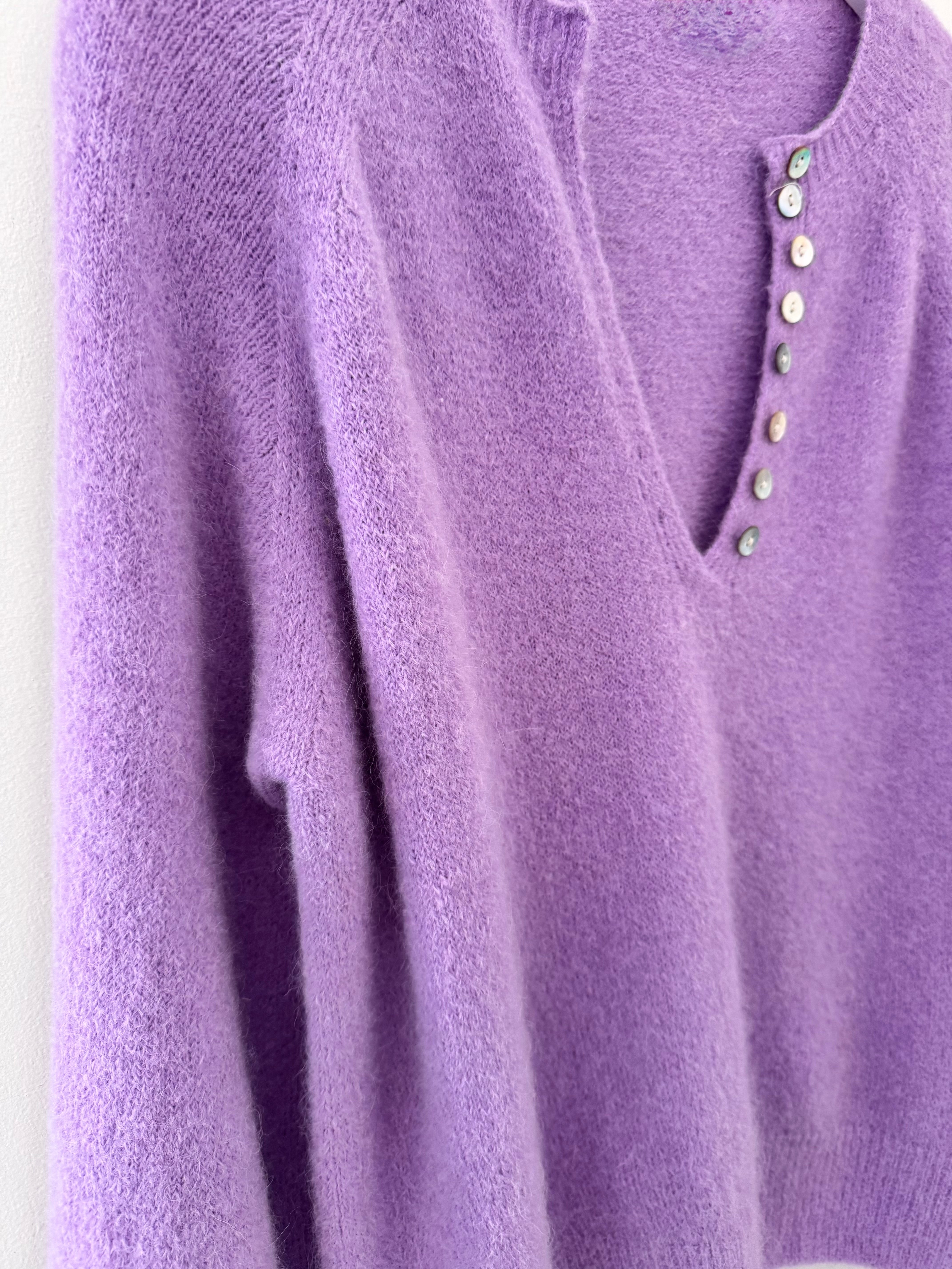 Softie Jumper with Button Neck in Lilac