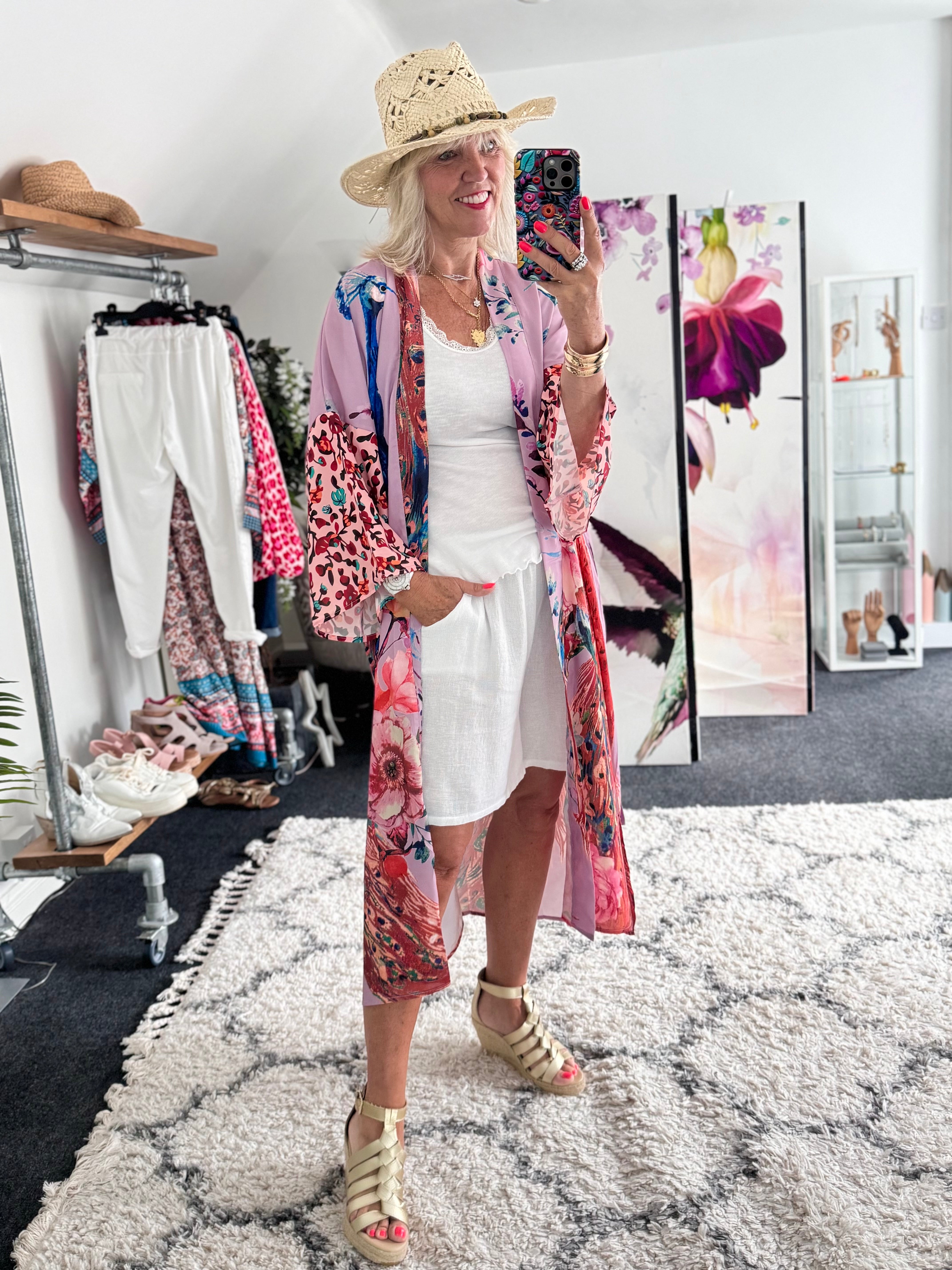 Silky Peacock Kimono