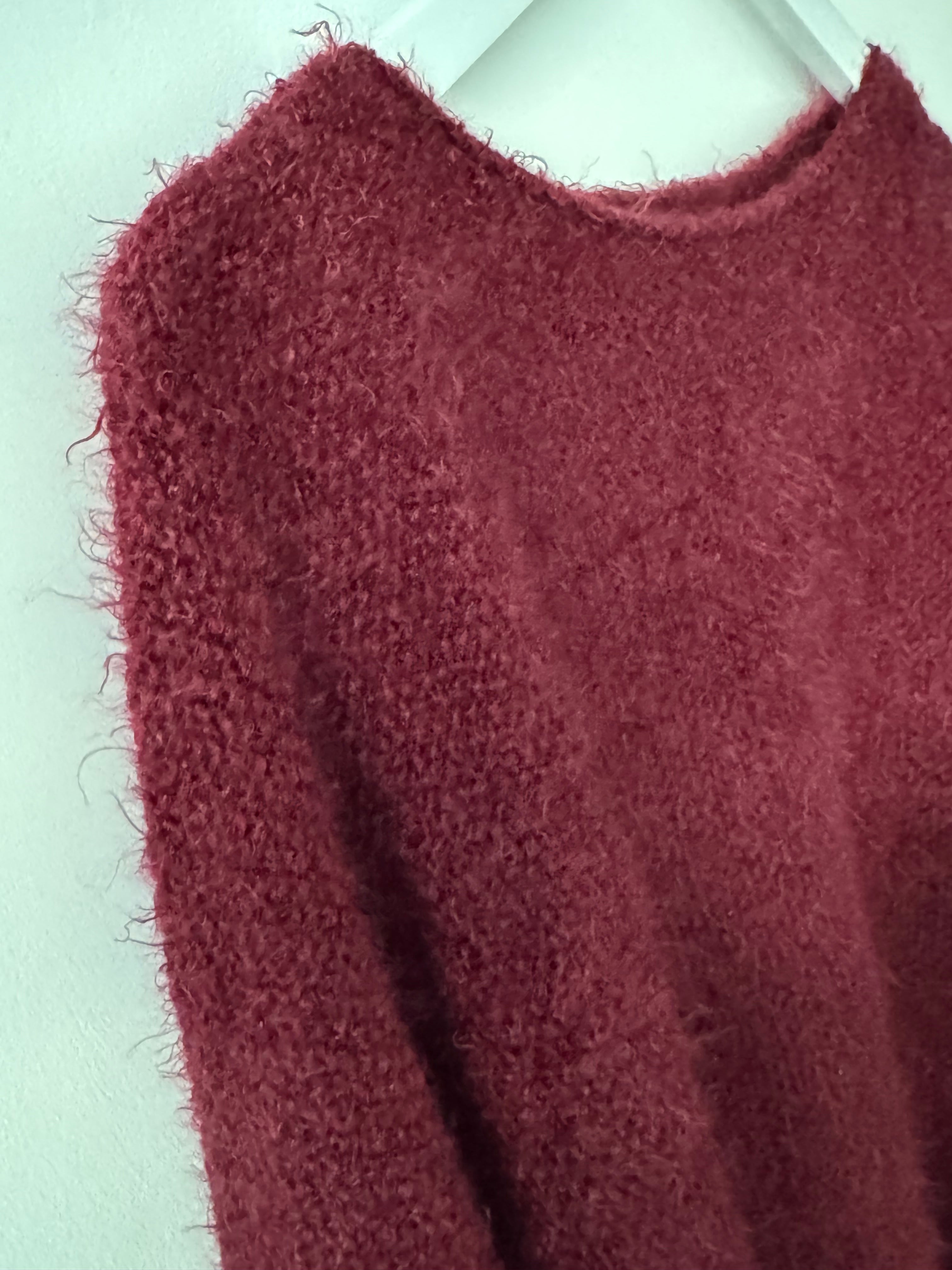 Luxe Fluffy Jumper in Wine