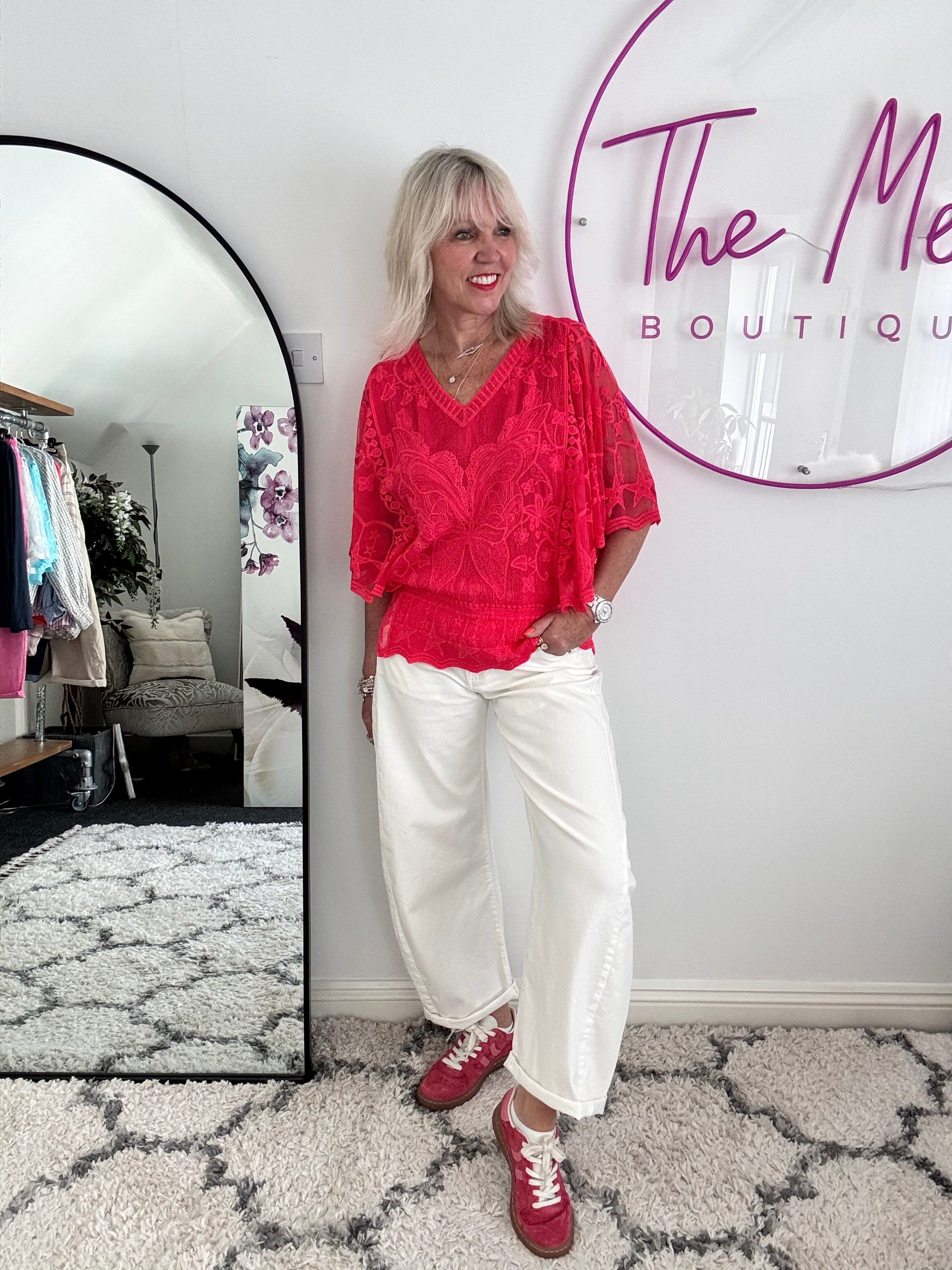 Barrel Leg Jeans in Ivory