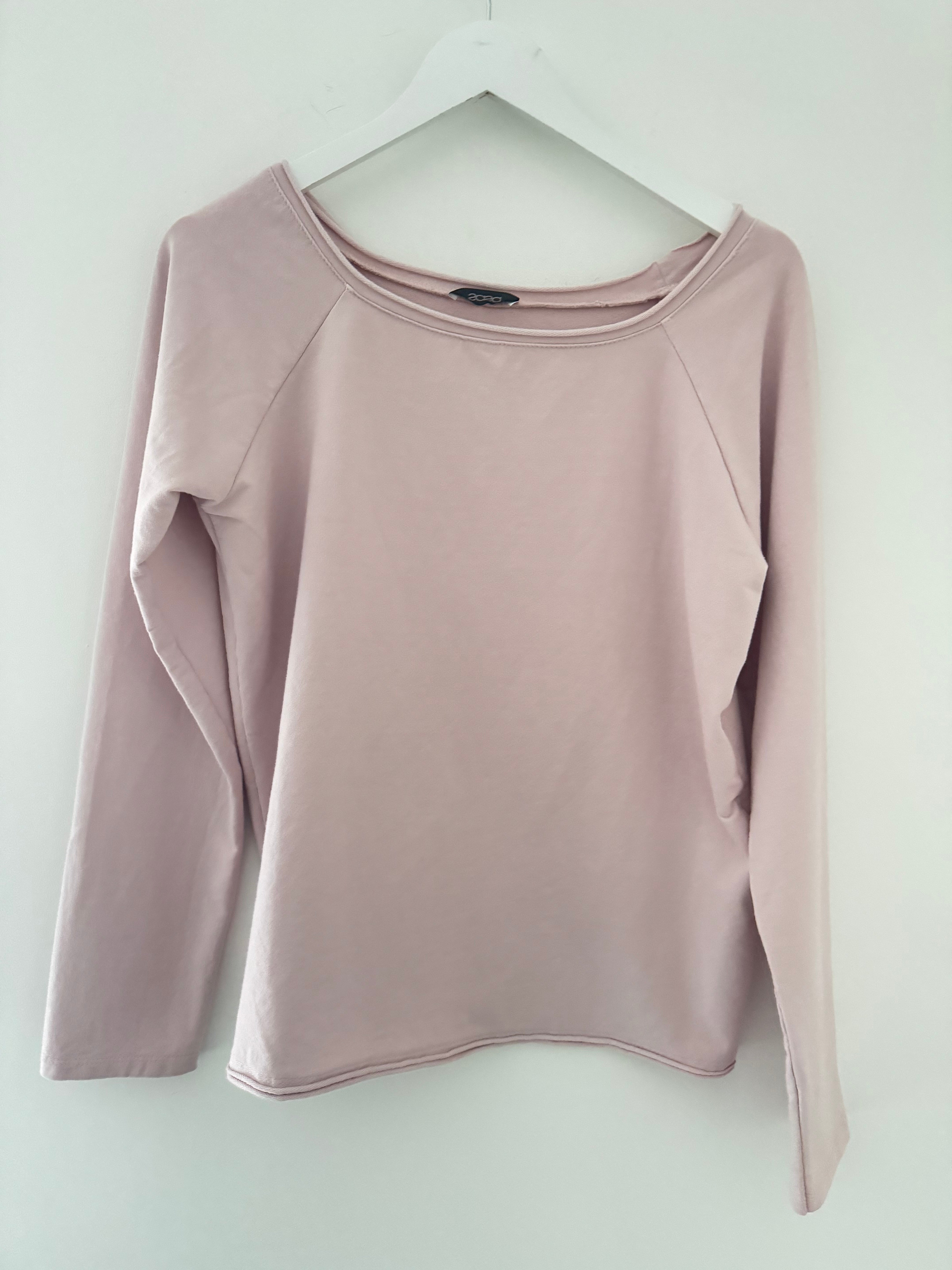 Raglan Roll Edge Sweatshirt in Baby Pink