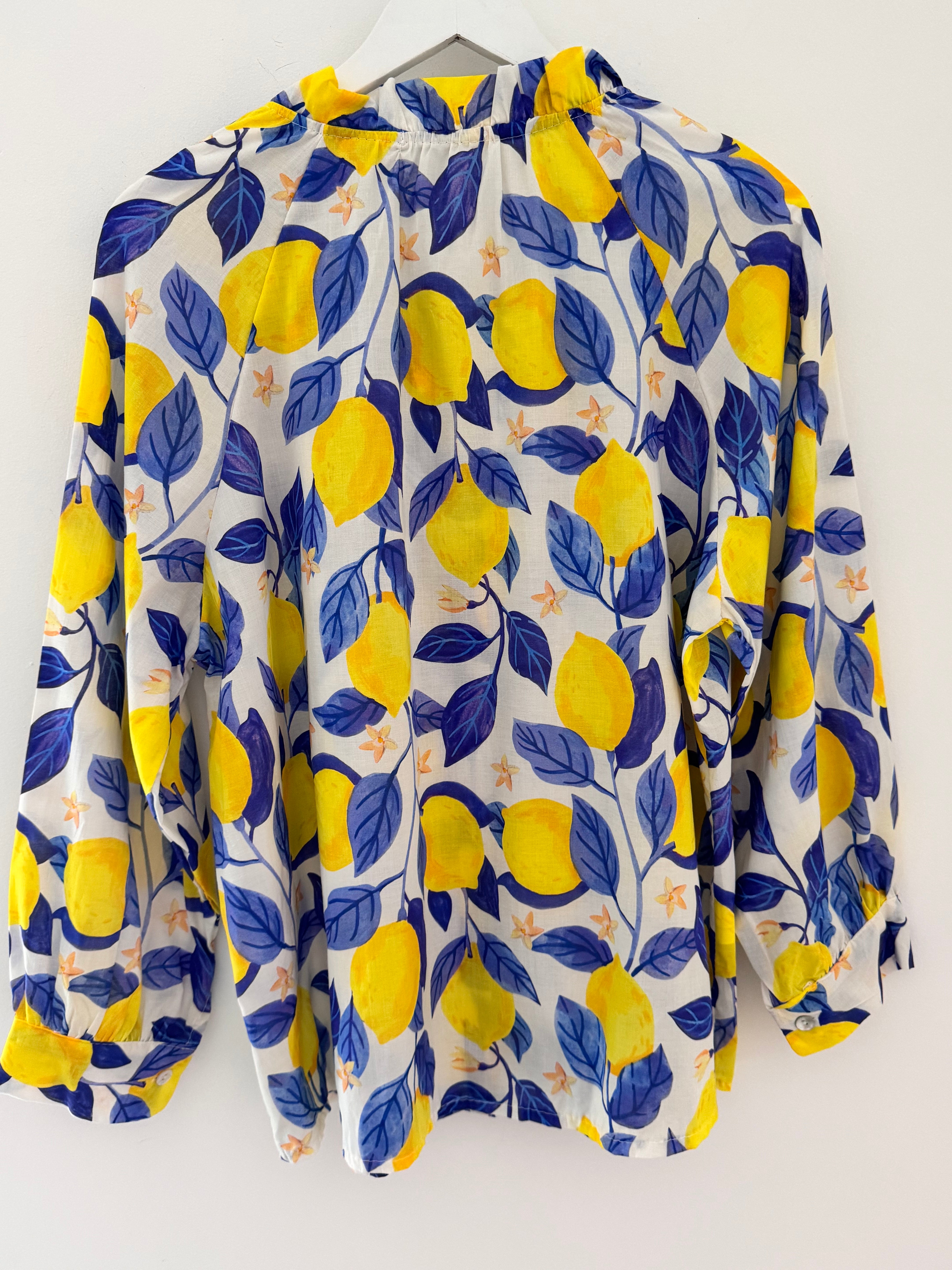 Lemons Blouse in Blue & Yellow