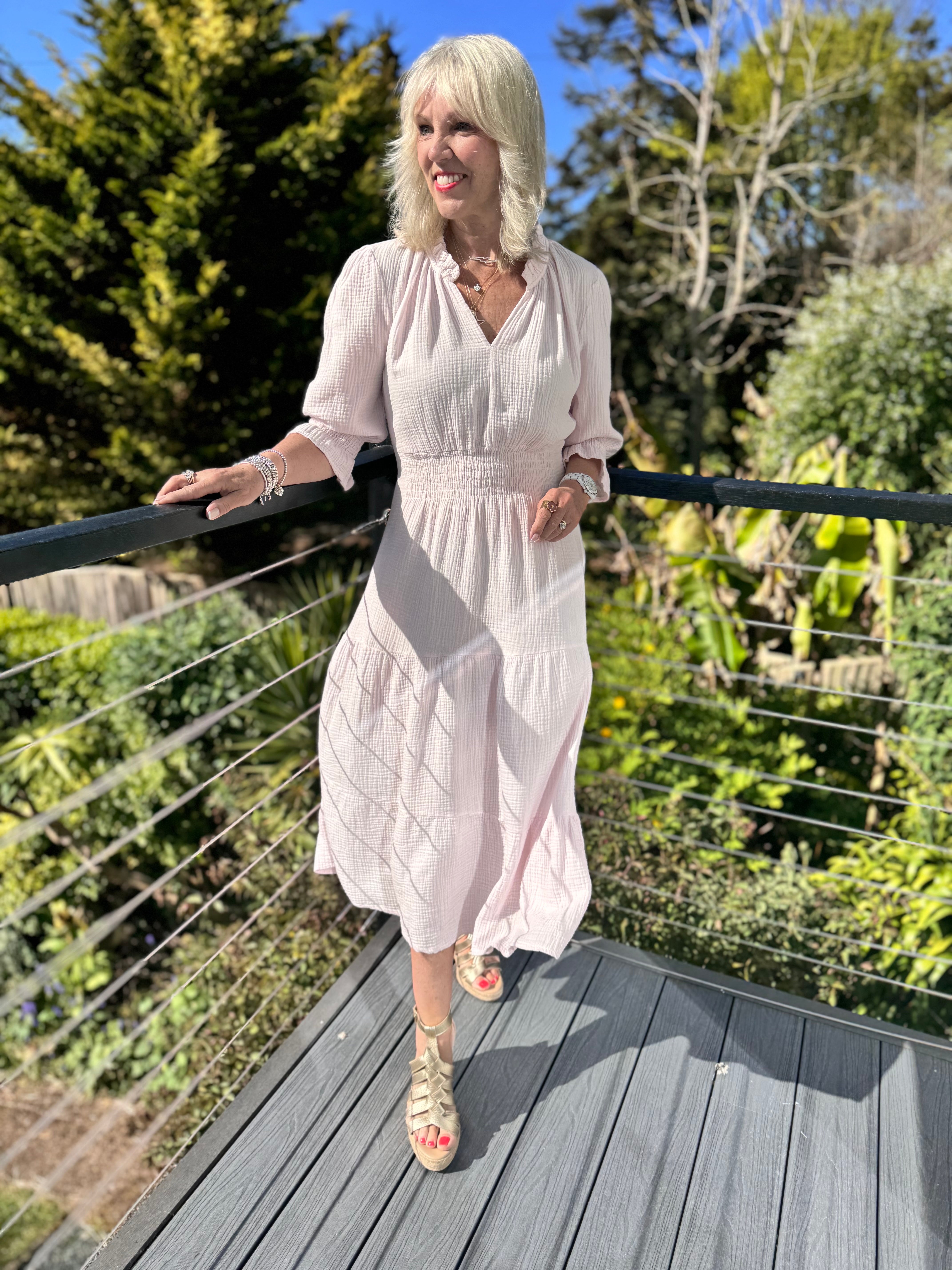 Cheesecloth Midi Dress in Shell Pink