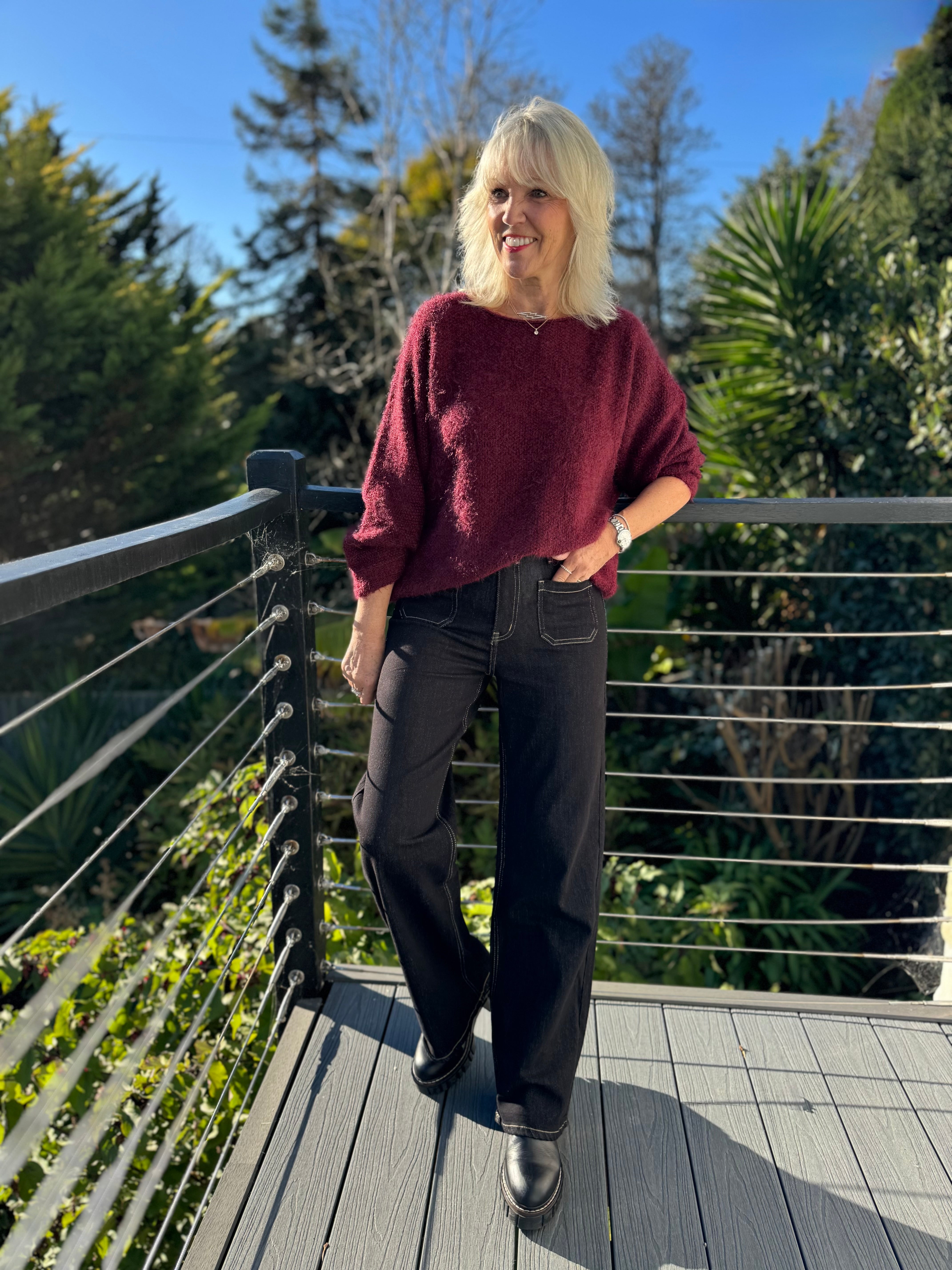 Luxe Fluffy Jumper in Wine