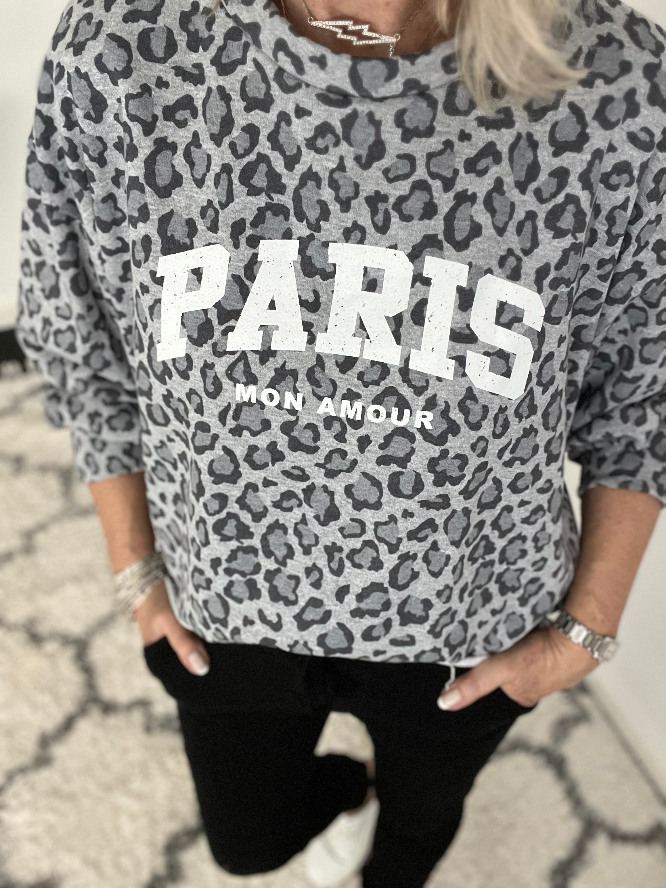 Paris Sweatshirt in Grey Leopard