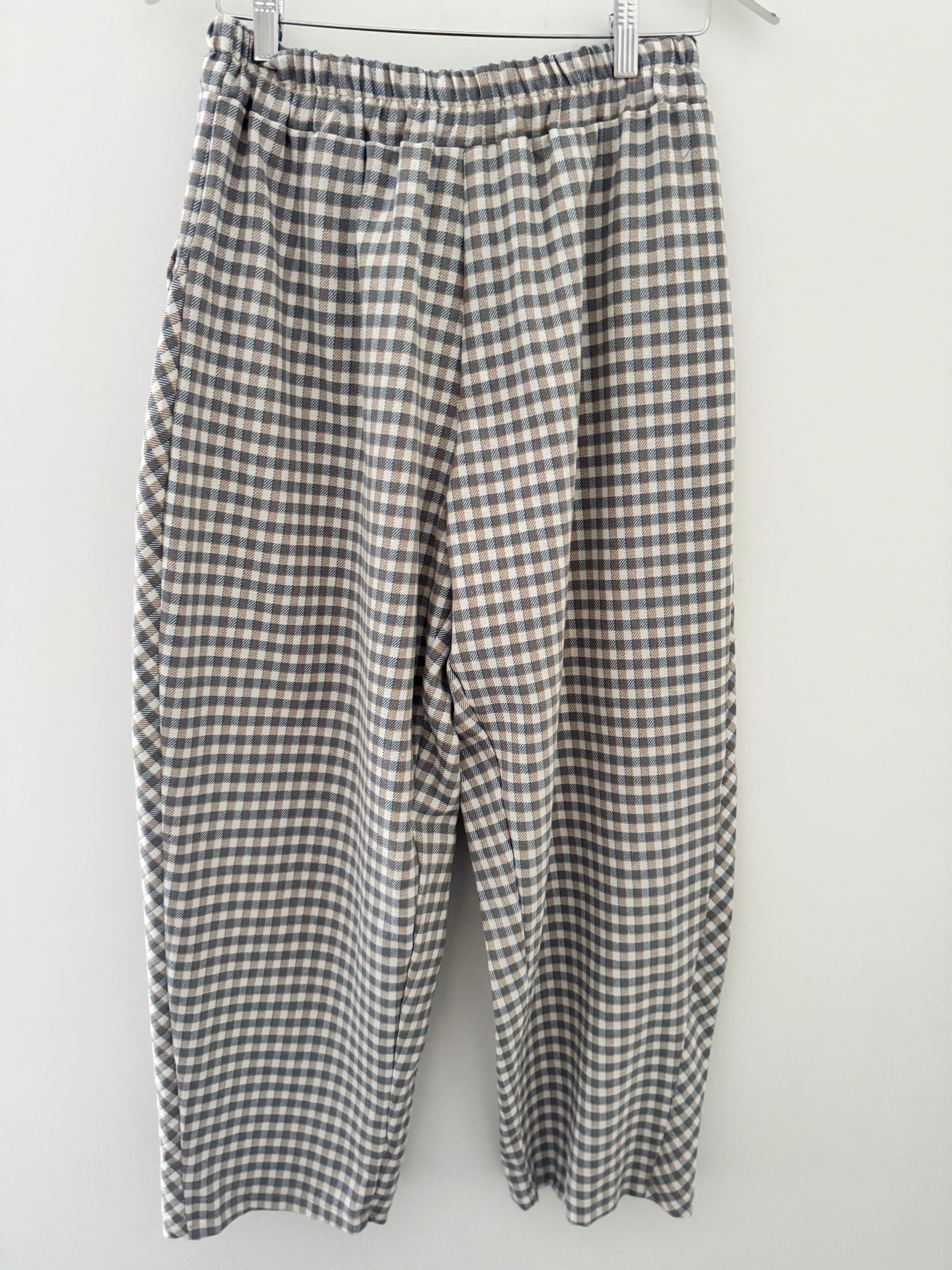 Barrel Check Trousers in Blue & Stone