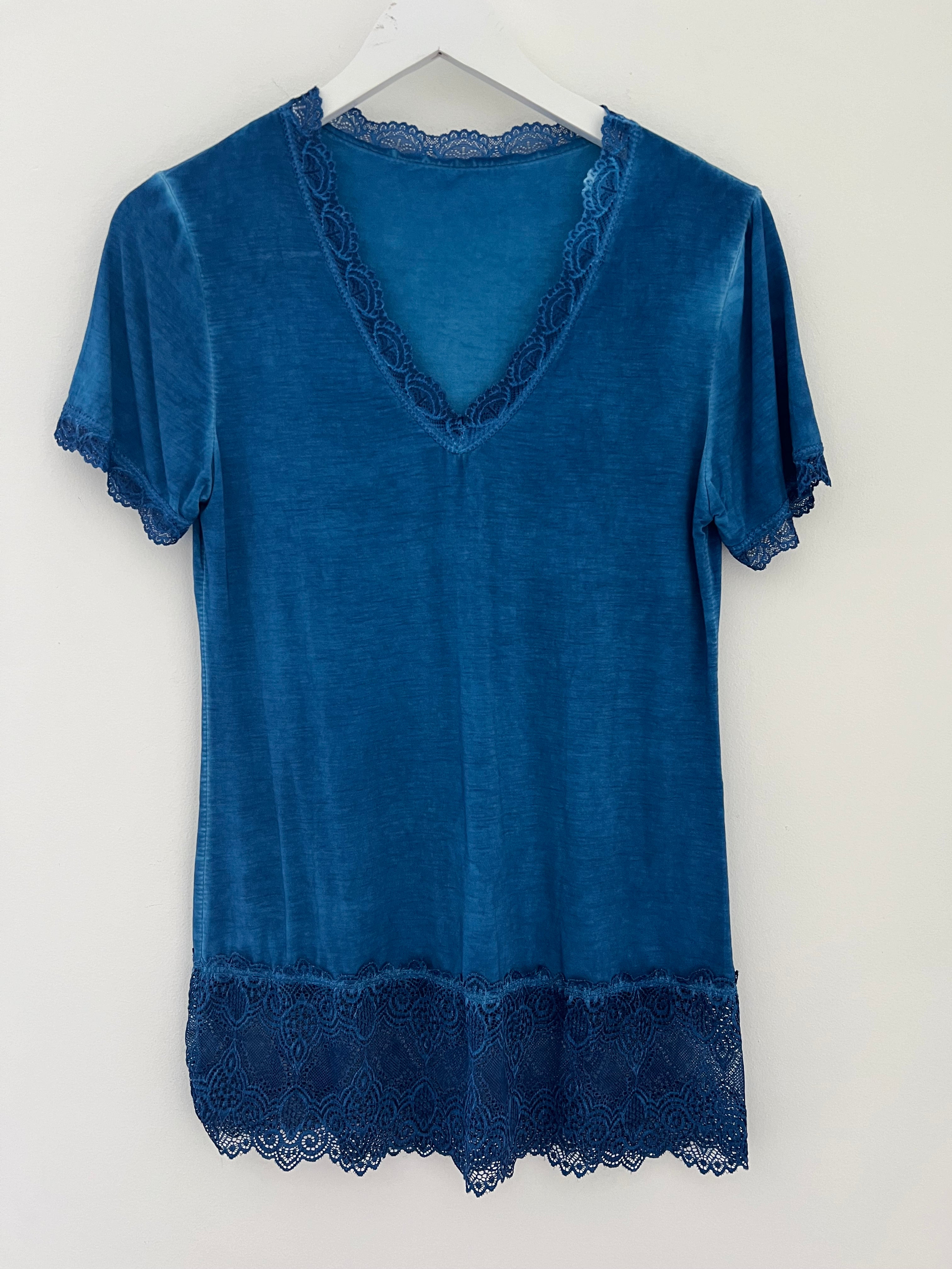 Short Sleeve Luxe Base Top in Blue