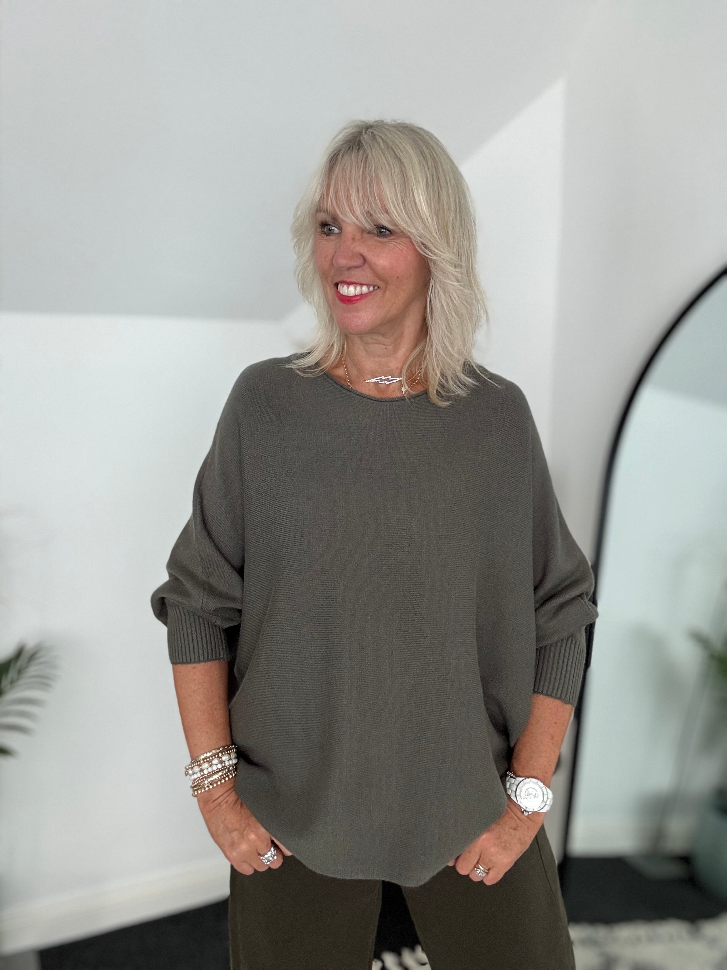 Soft Batwing Knit in Khaki