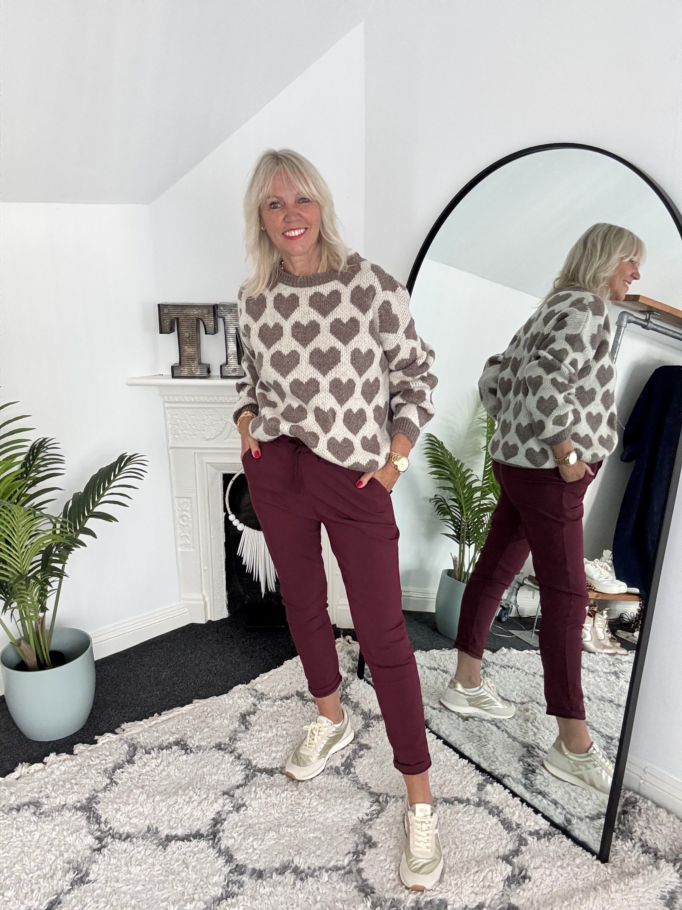 Softy Heart Sweater in Mocha & Ivory