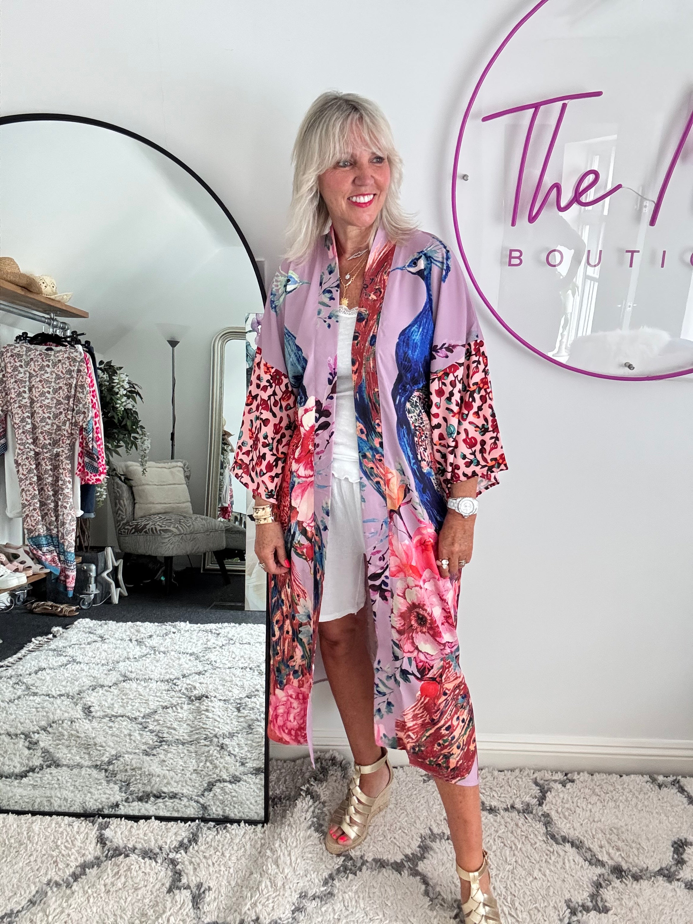 Silky Peacock Kimono