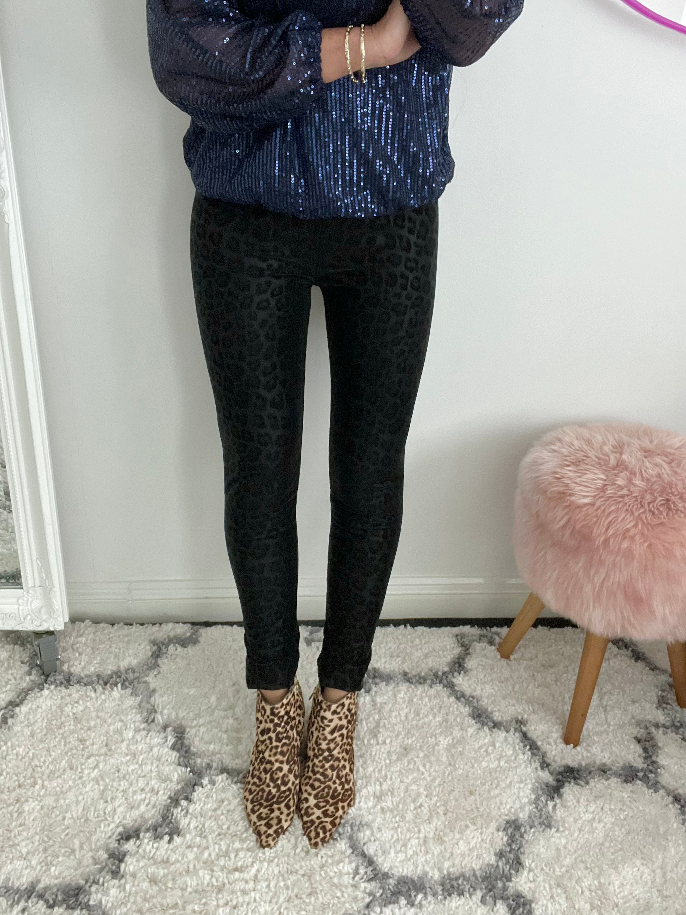 Faux Leather Leopard Print Leggings