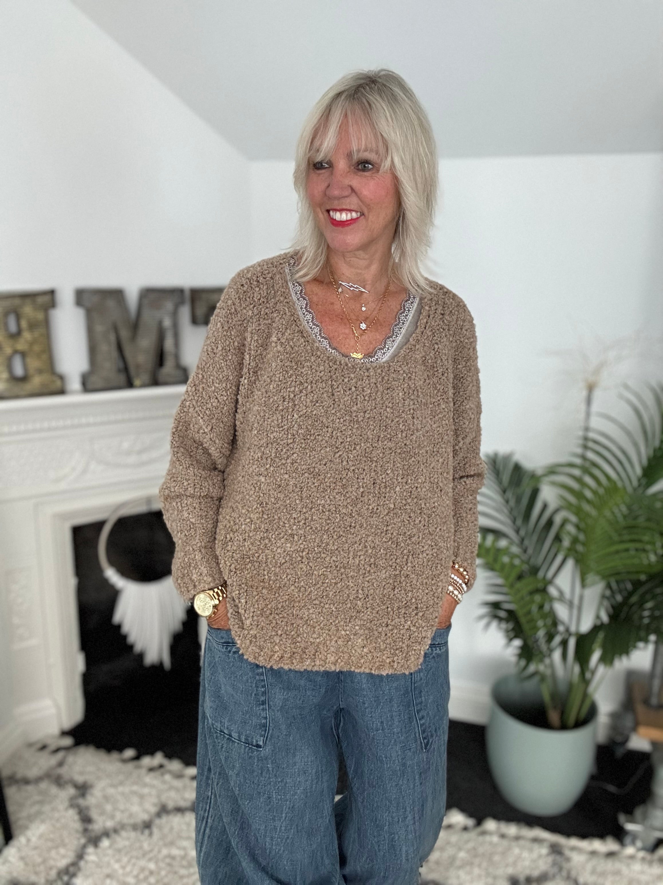Boucle Jumper in Latte