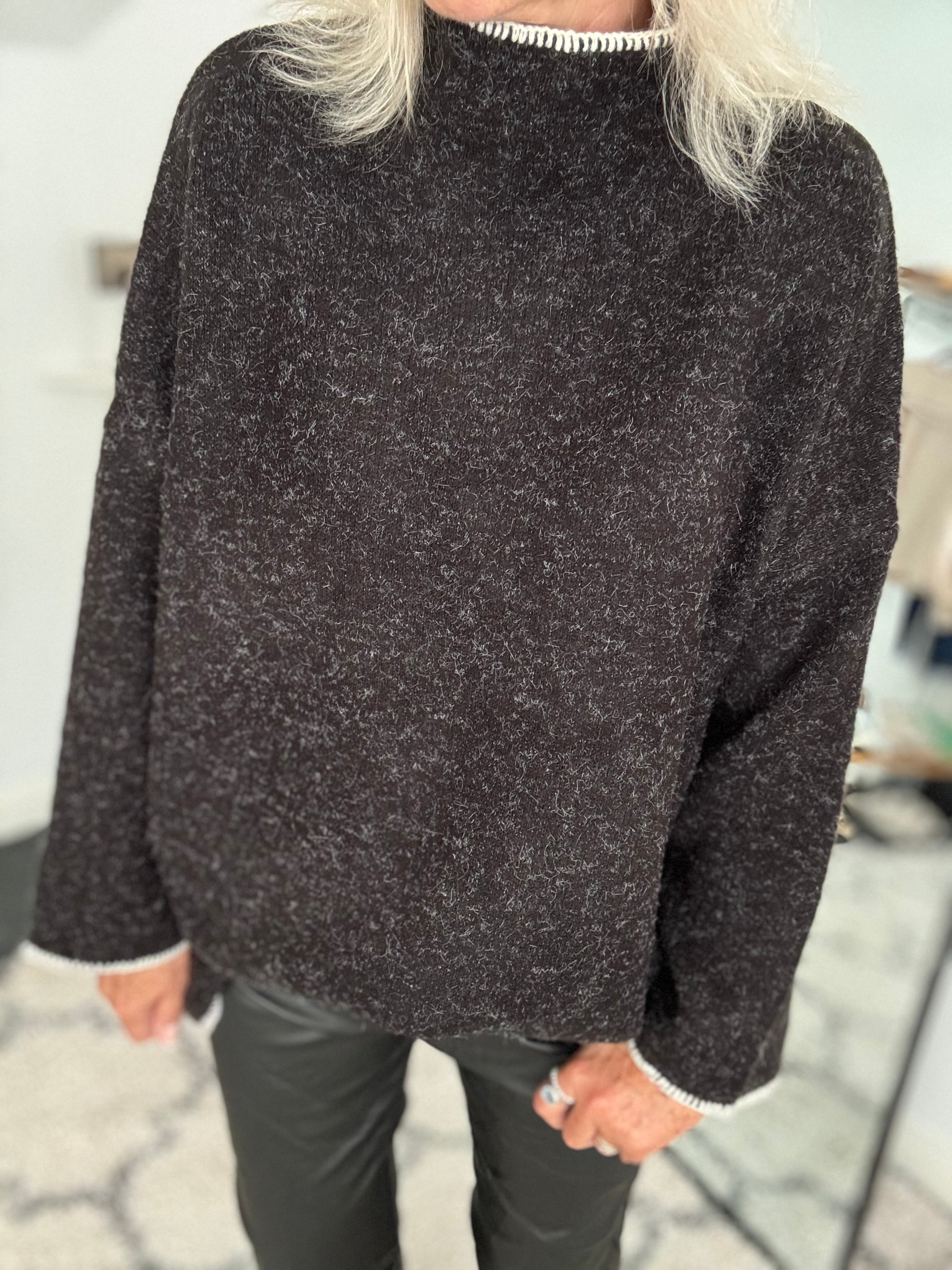 Blanket Stitch Jumper in Charcoal
