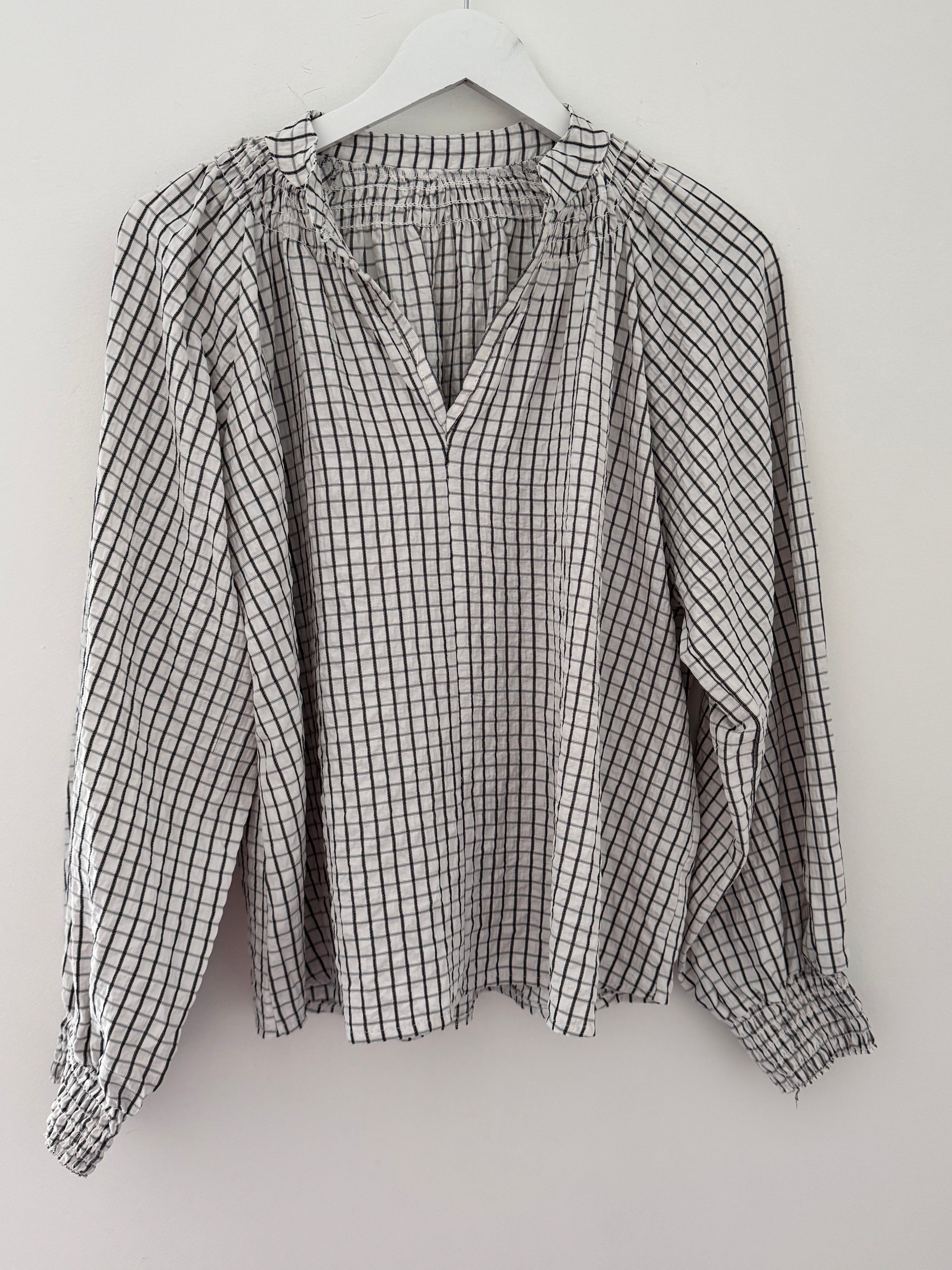 Checked Blouse in Ivory
