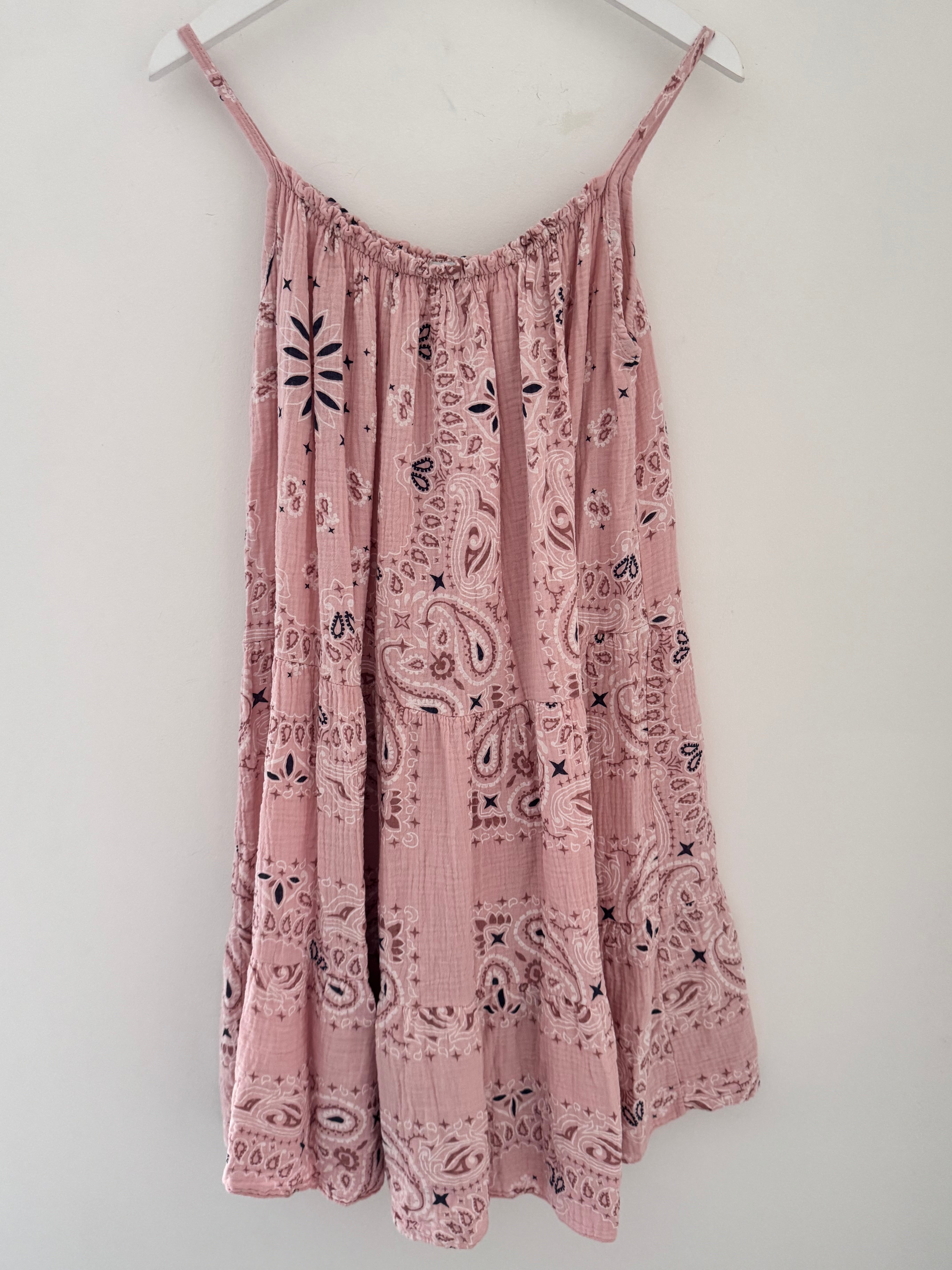 Paisley Cheesecloth Dress in Pink