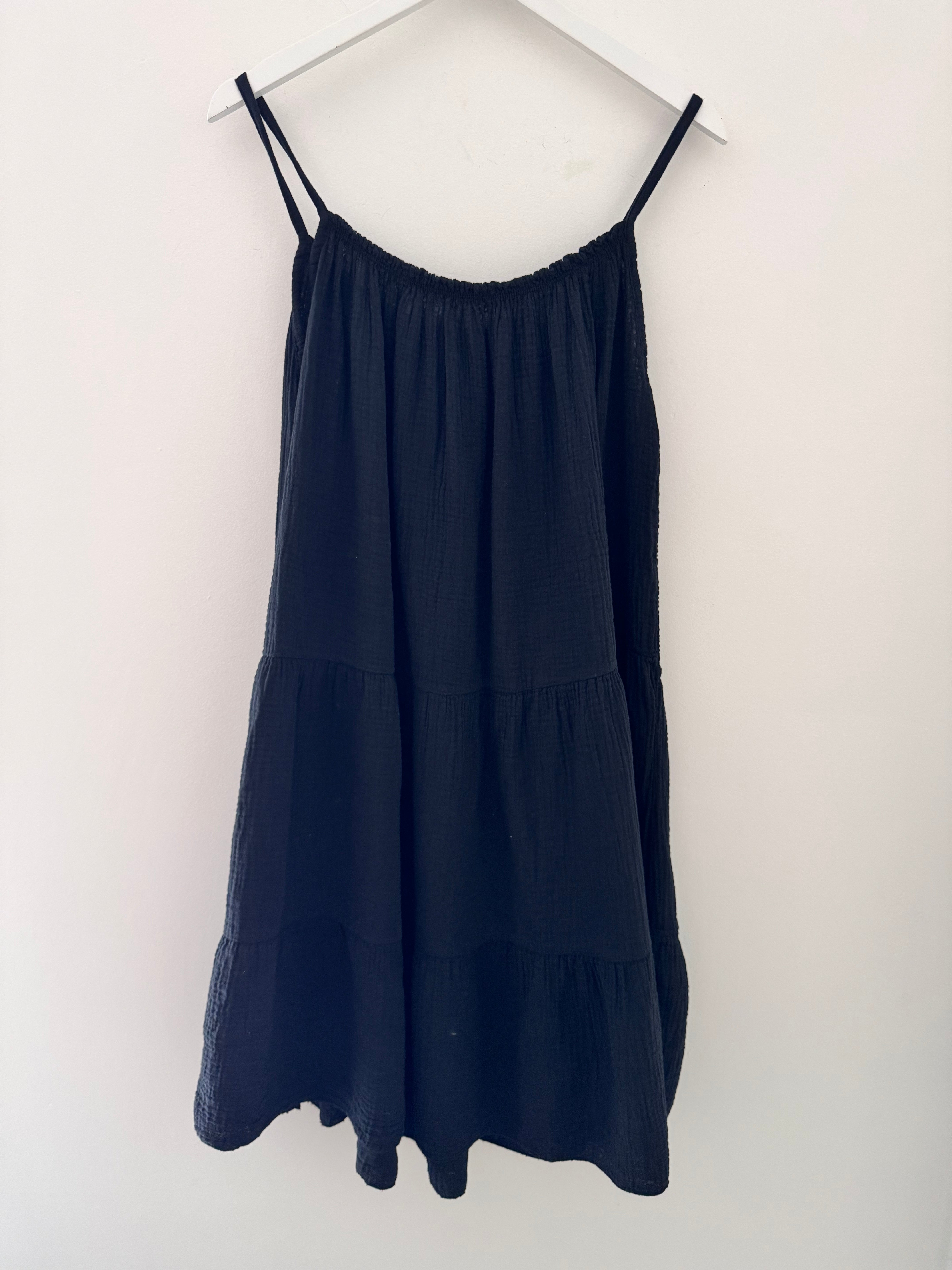 Cheesecloth Dress in Black