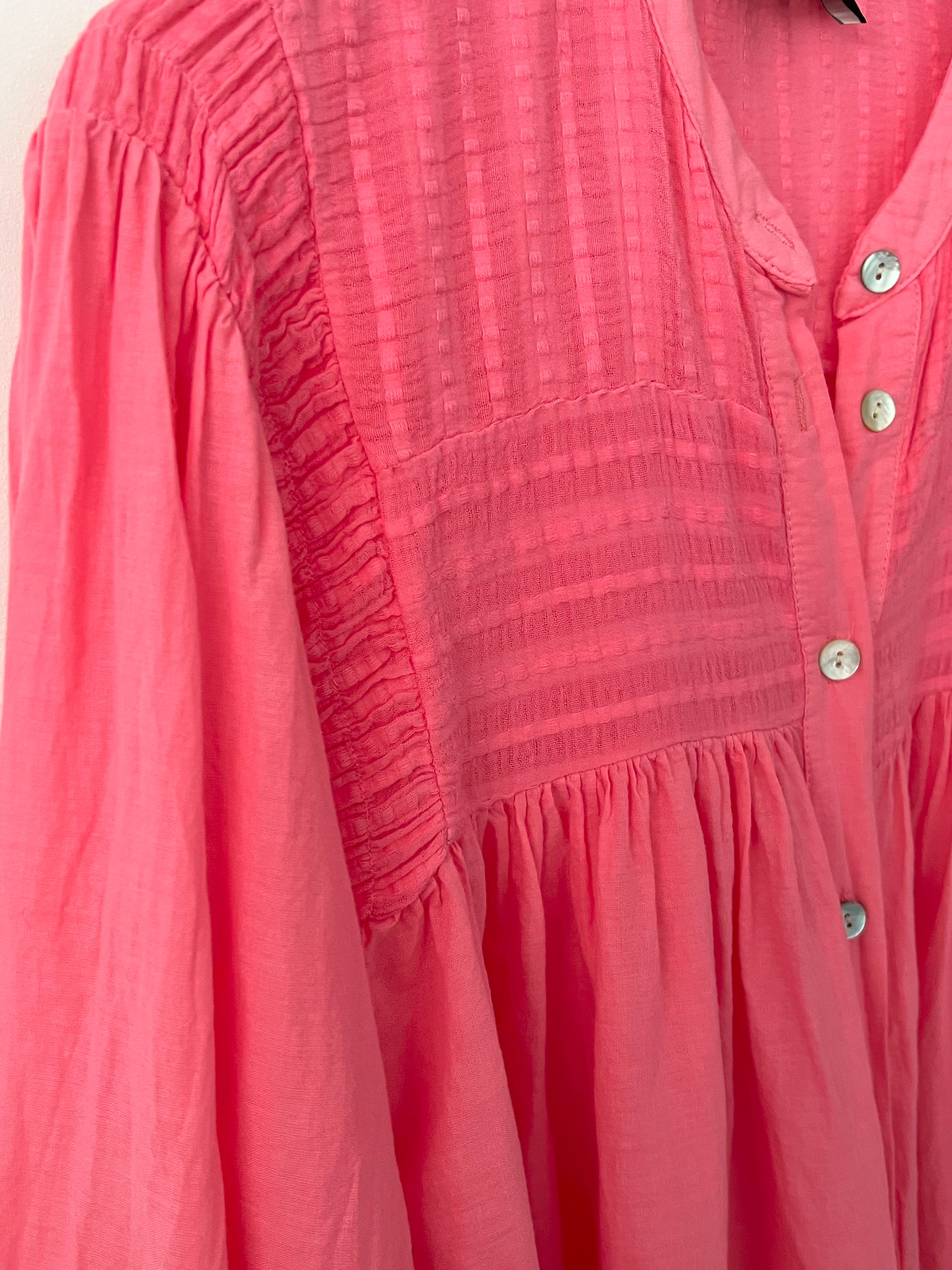 Lawn Cotton Blouse in Coral Pink