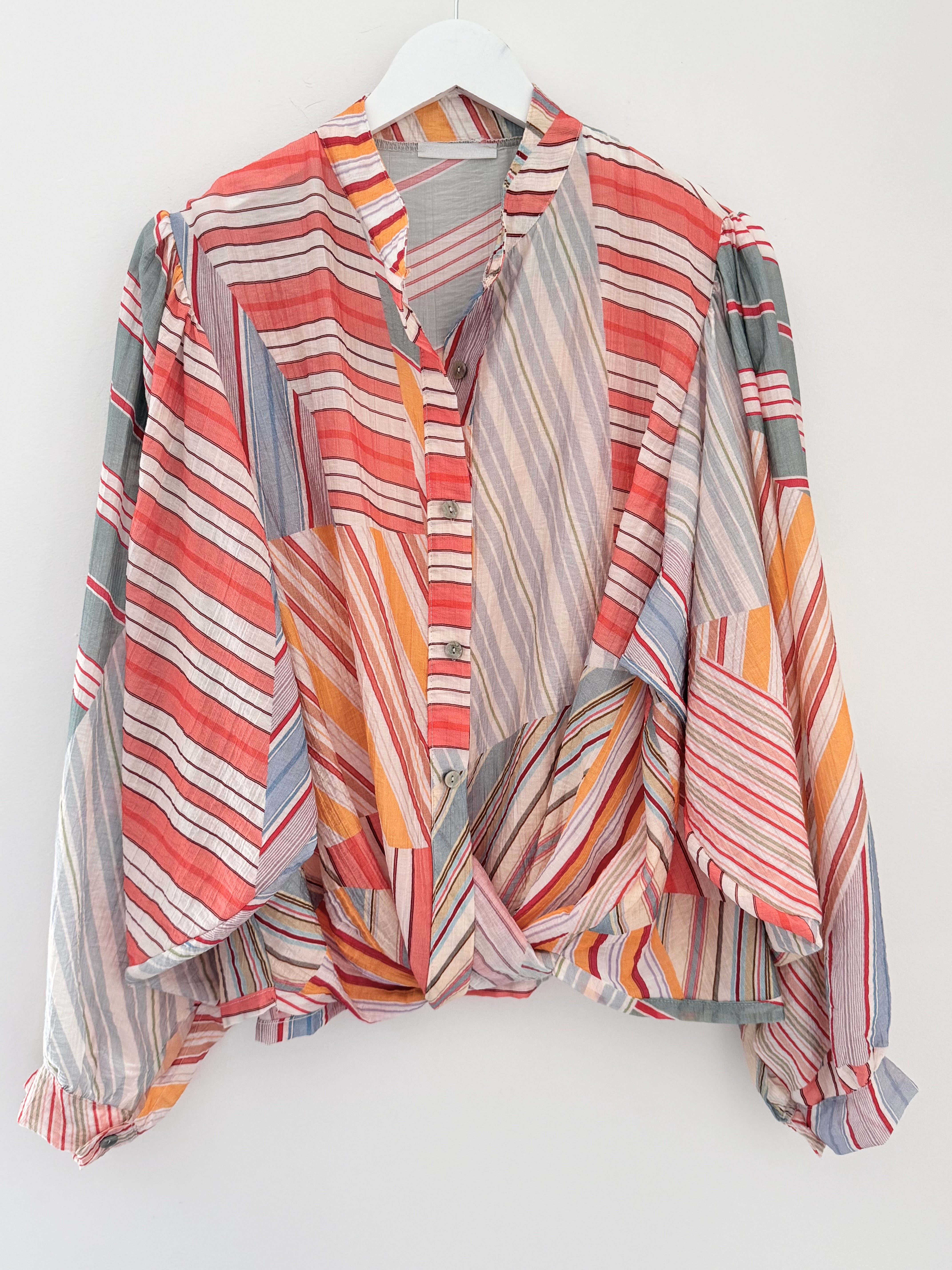 Stripe Shirt in Coral & Blue