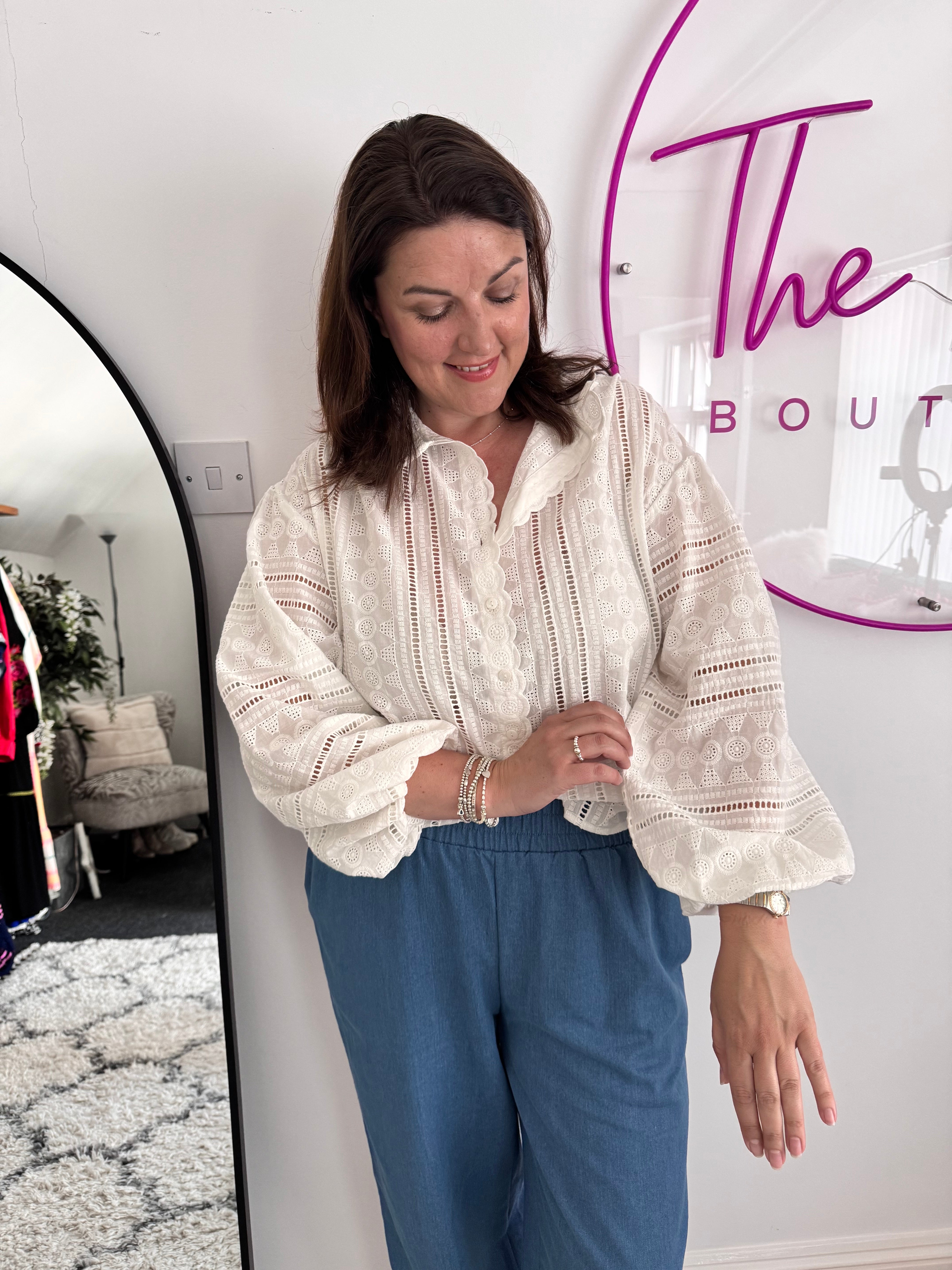 Broderie Anglaise Shirt in White