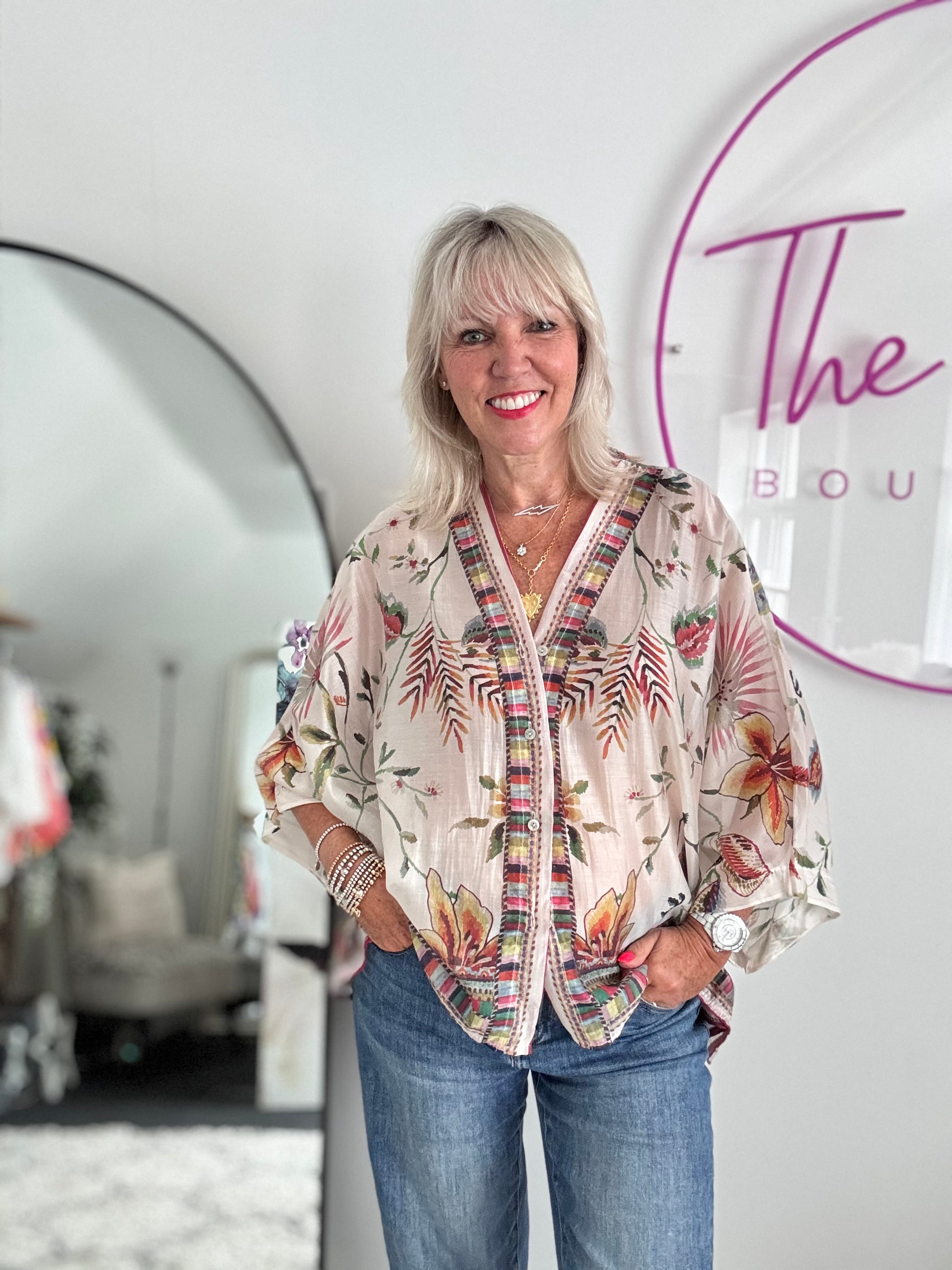 Designer Silky Kimono Blouse