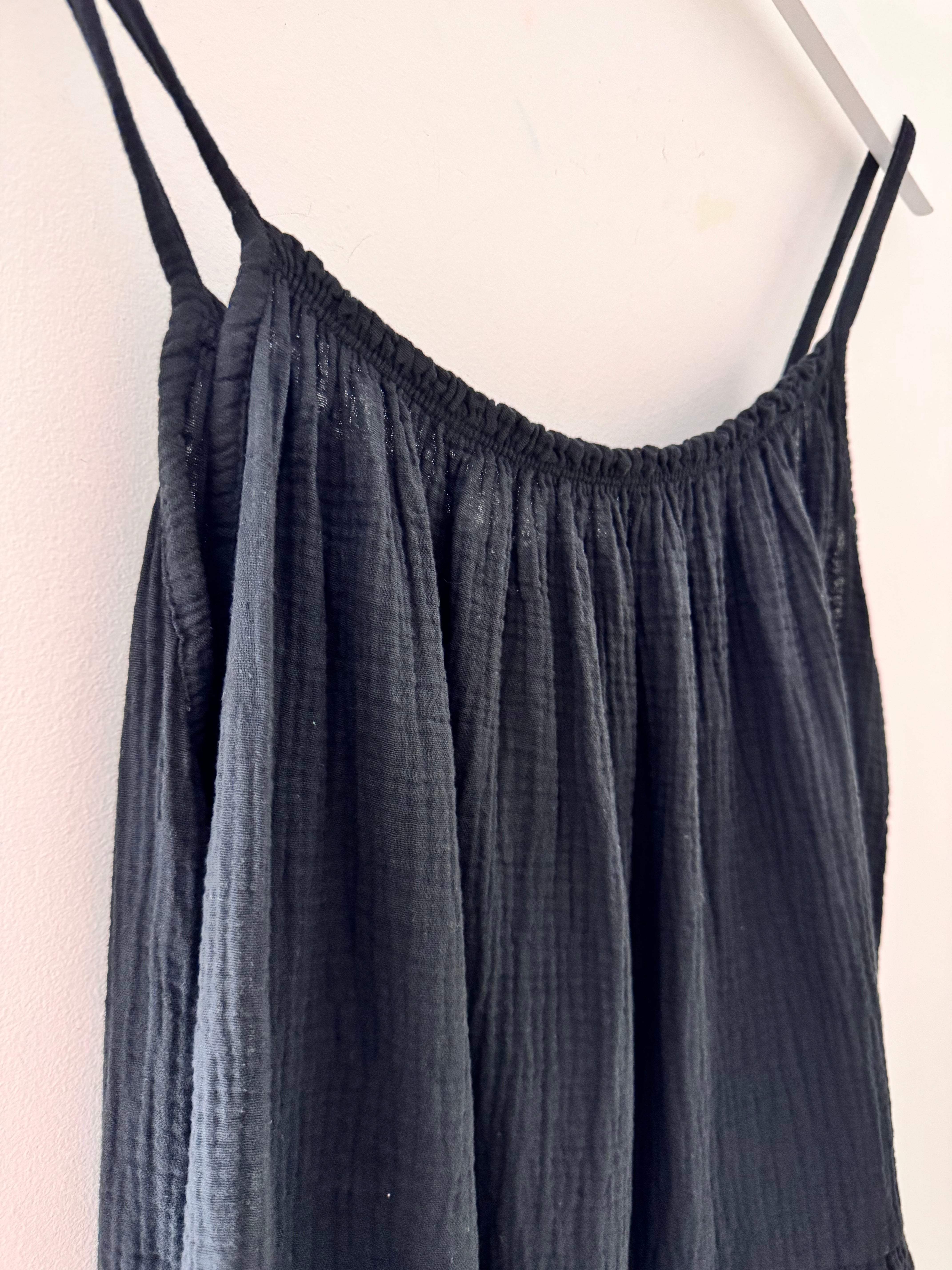 Cheesecloth Dress in Black