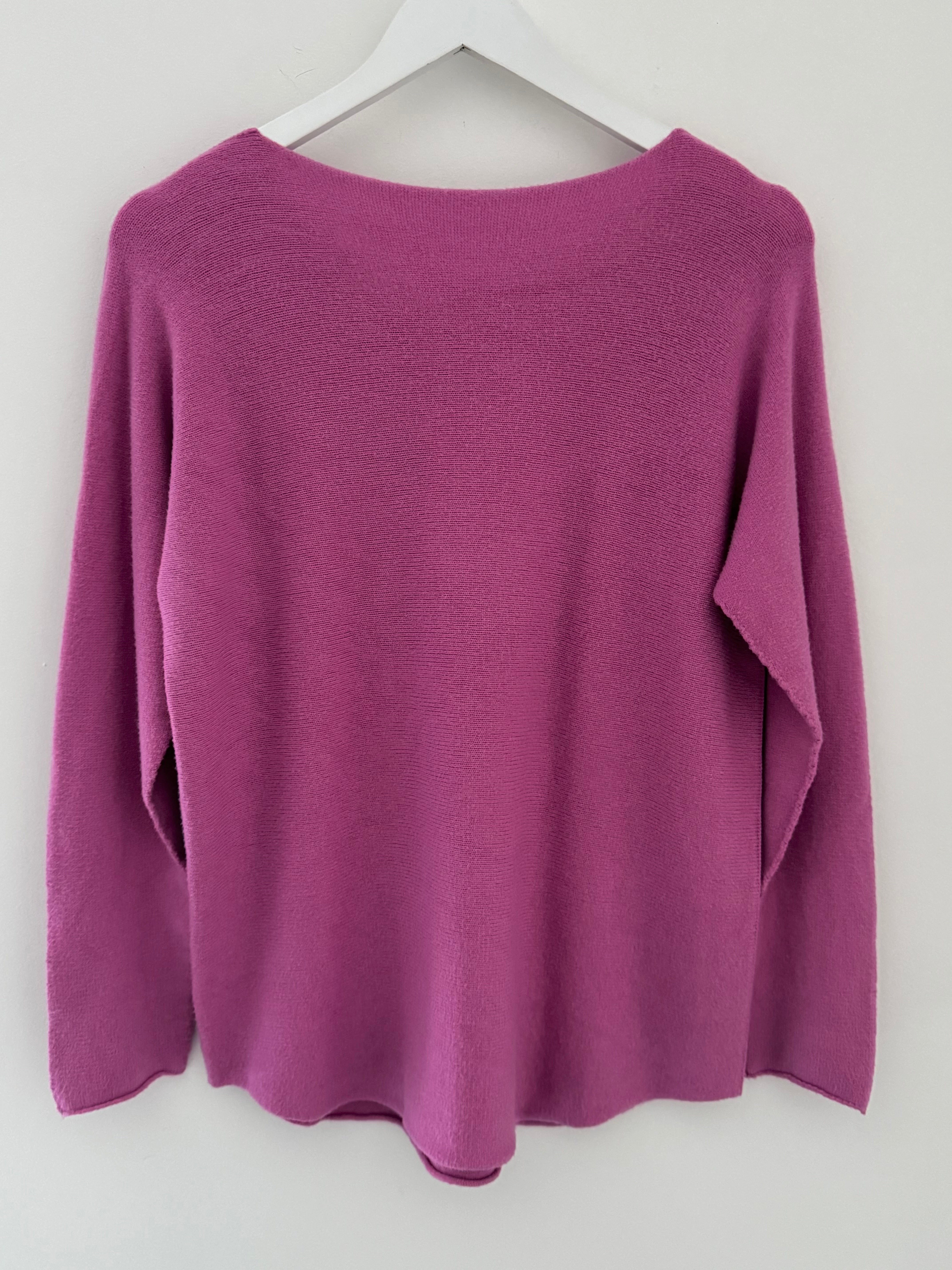 Simple Round Neck Jumper in Lilac Pink