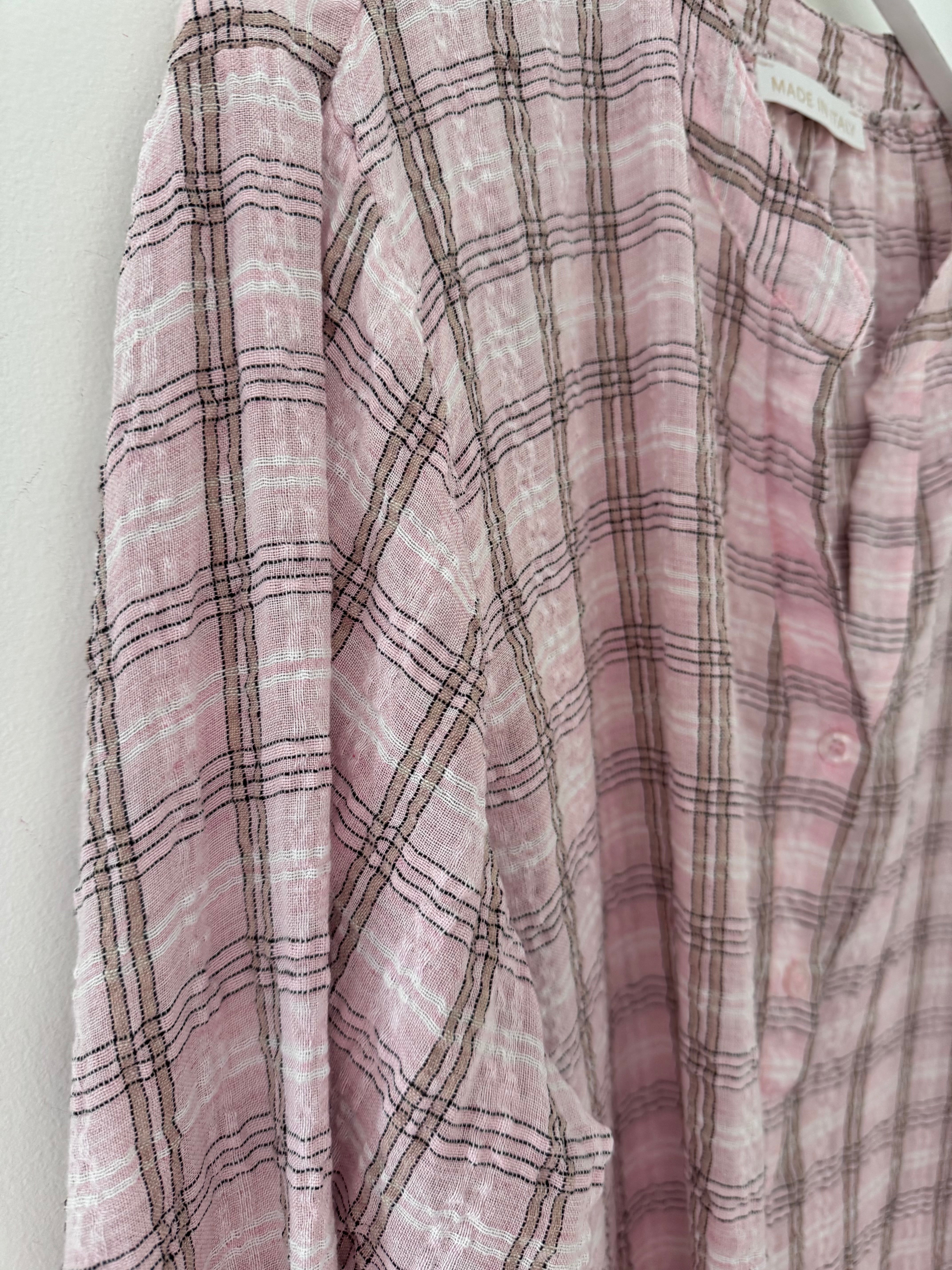 Checked Seersucker Shirt in Pink