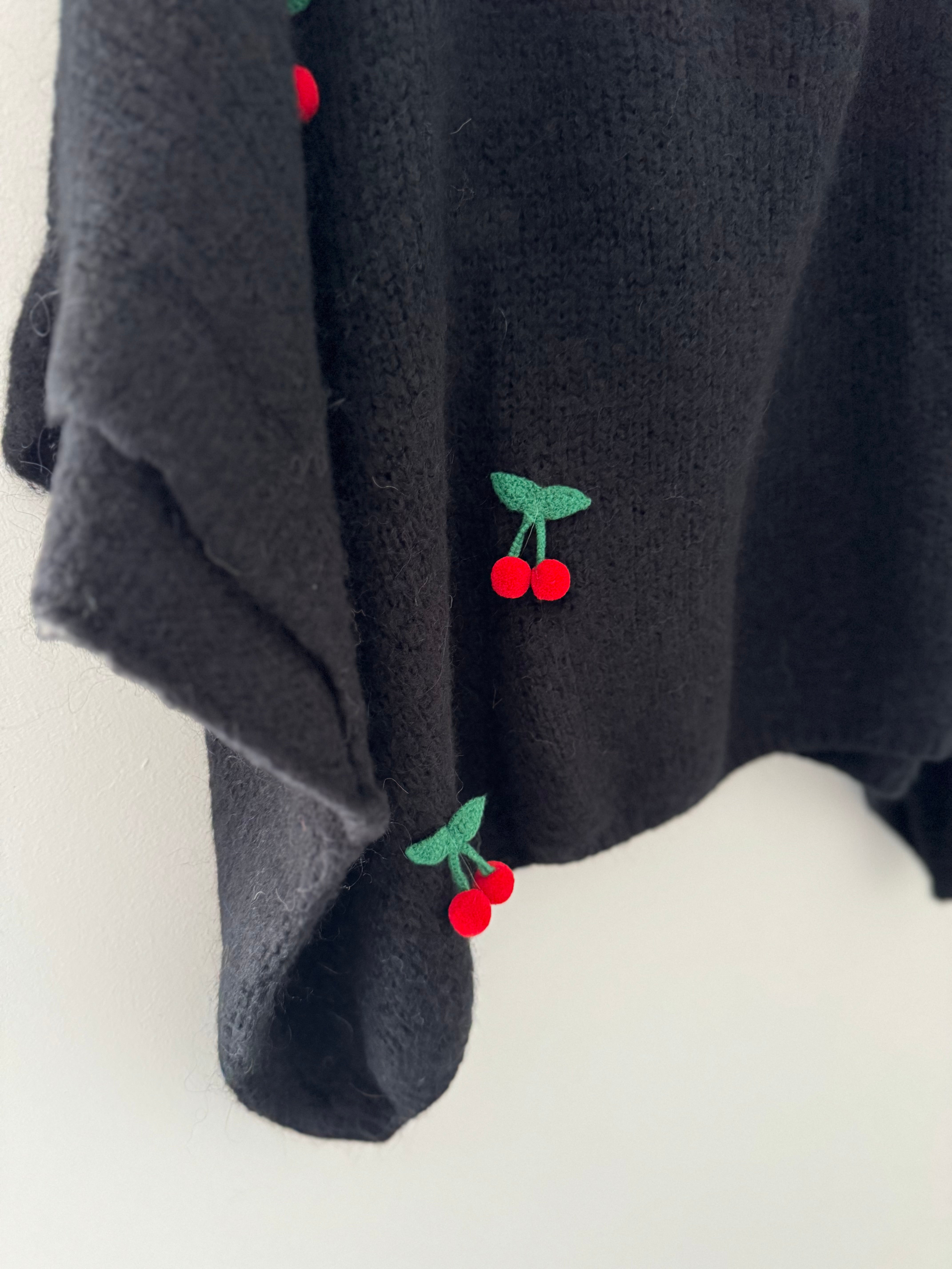 Alpaca Tank in Black with Cherries