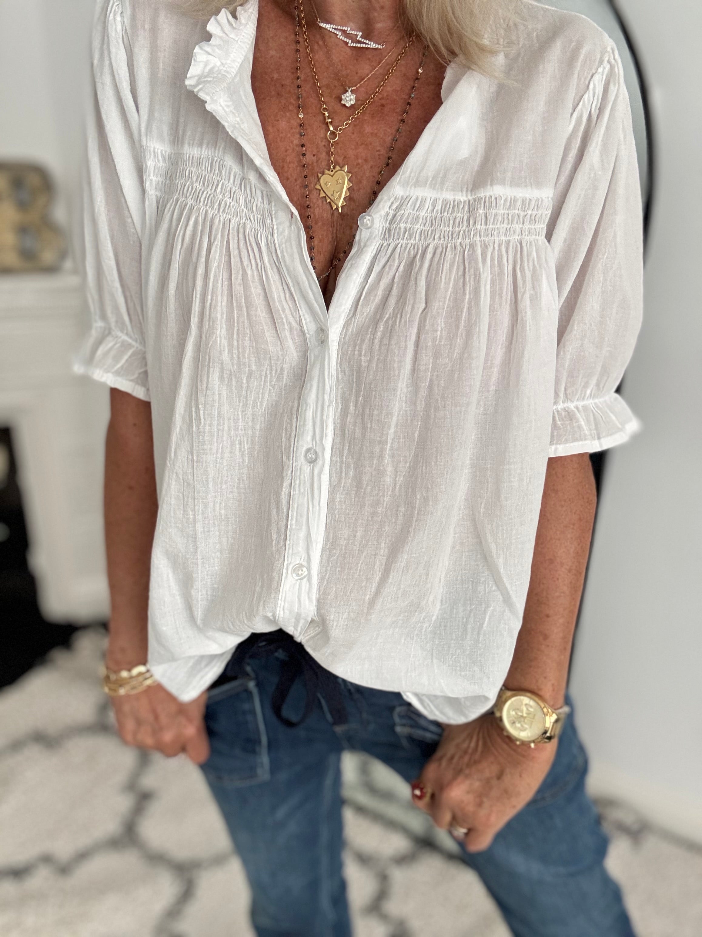 Lawn Cotton Shirt in White