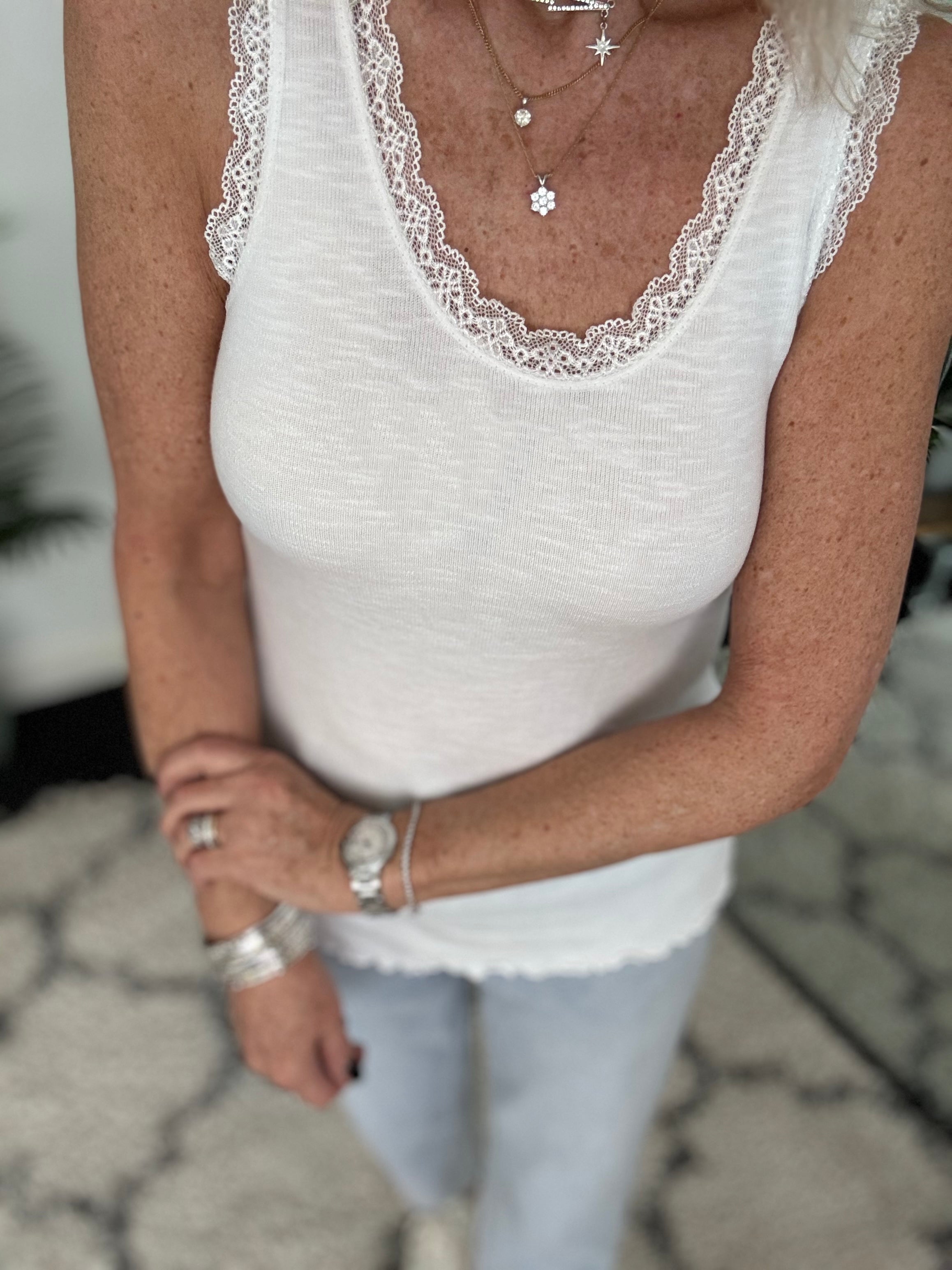 Luxe Ribbed Vest in White