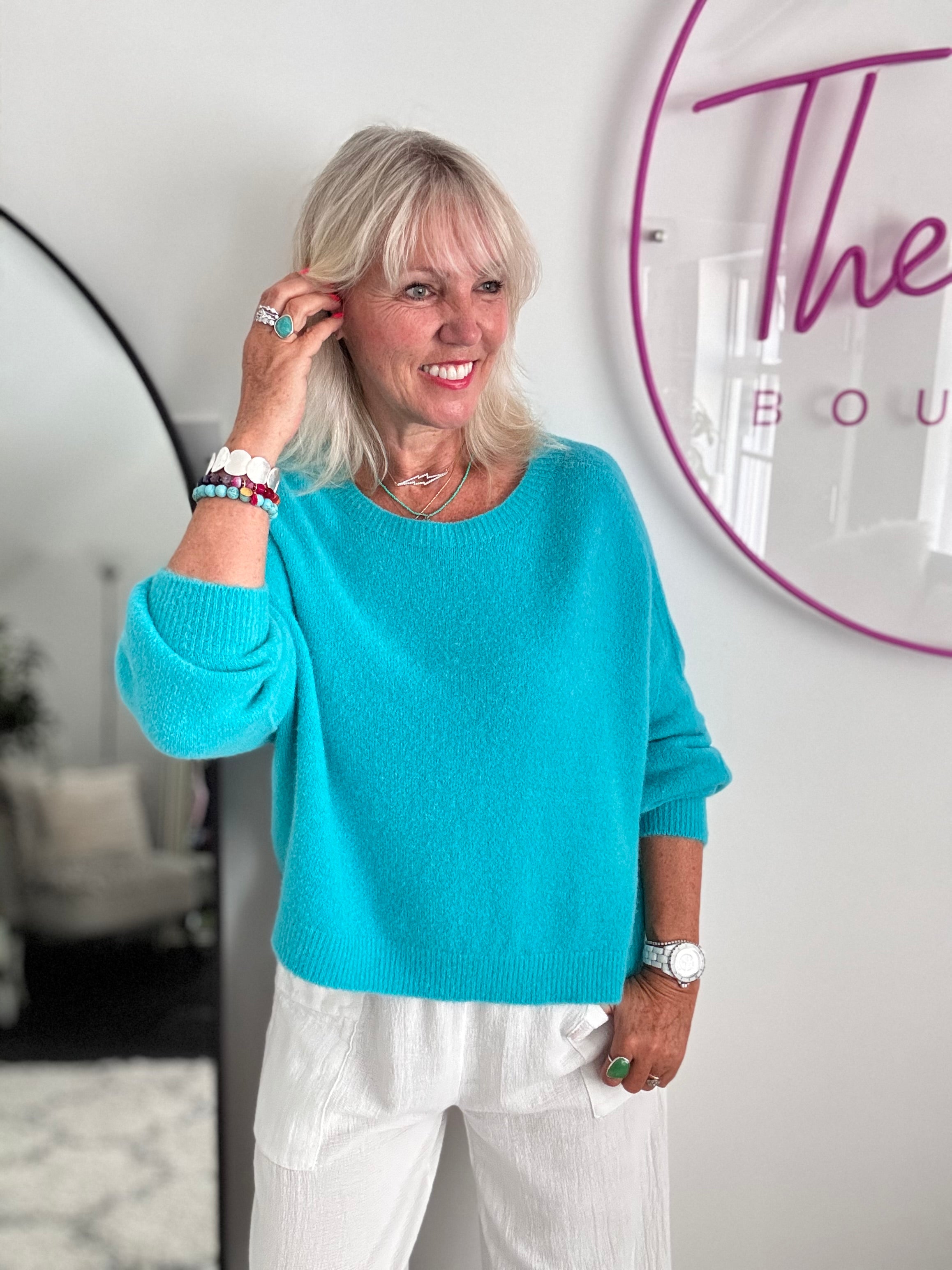Luxe Slouchy Alpaca Jumper in Teal