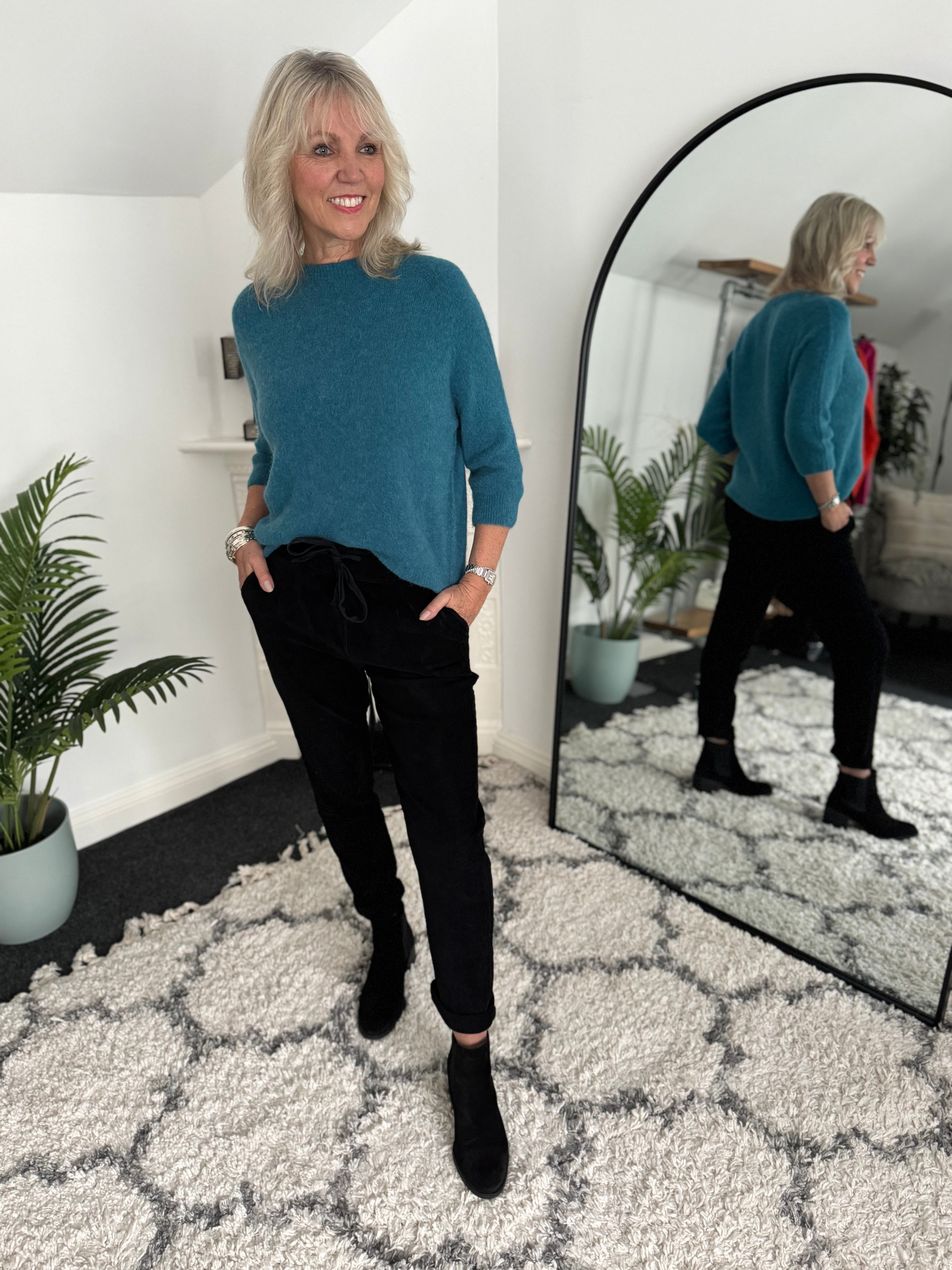 Round Neck Alpaca Jumper in Teal