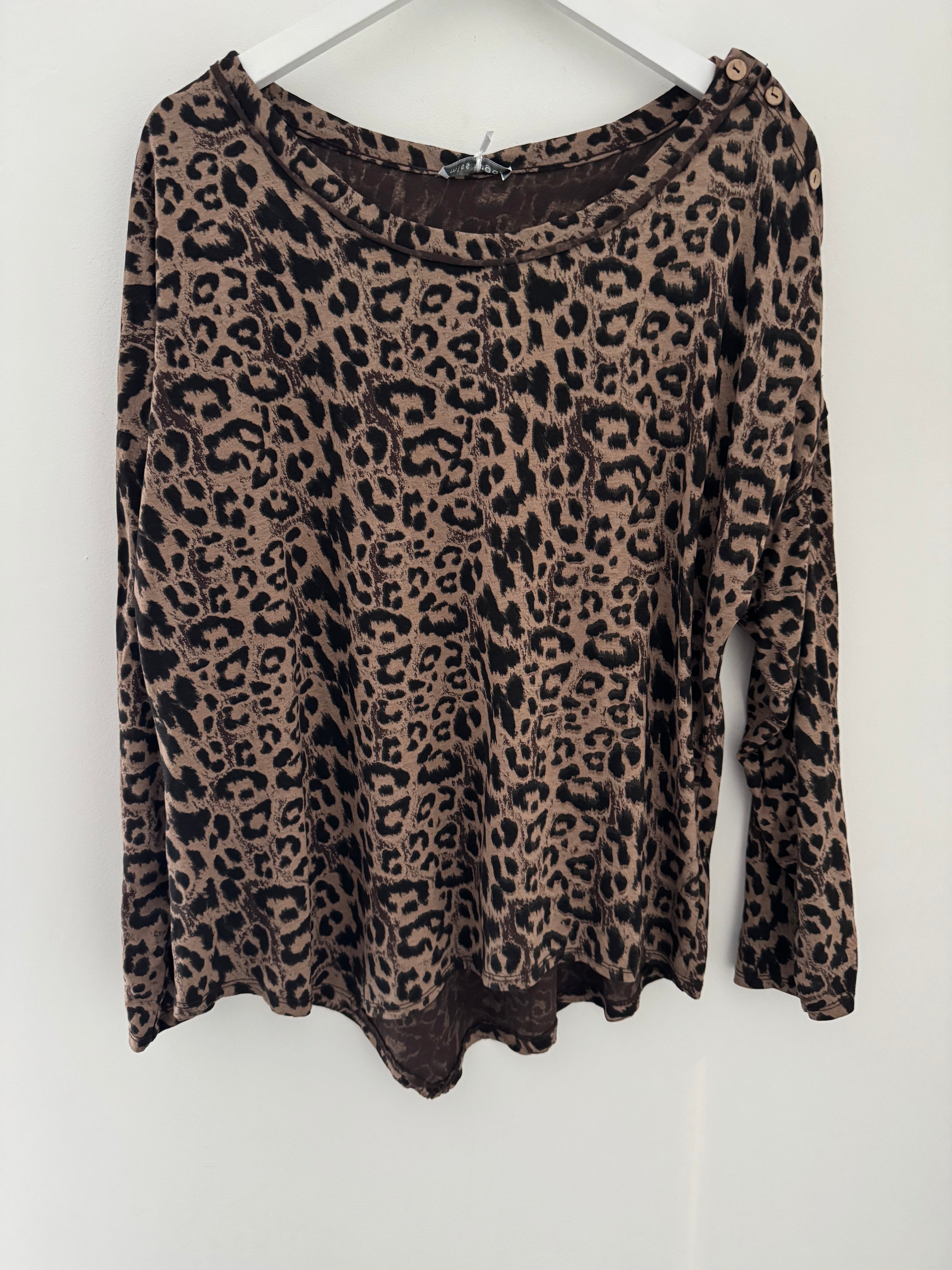 Leopard Print Cotton Top in Tan