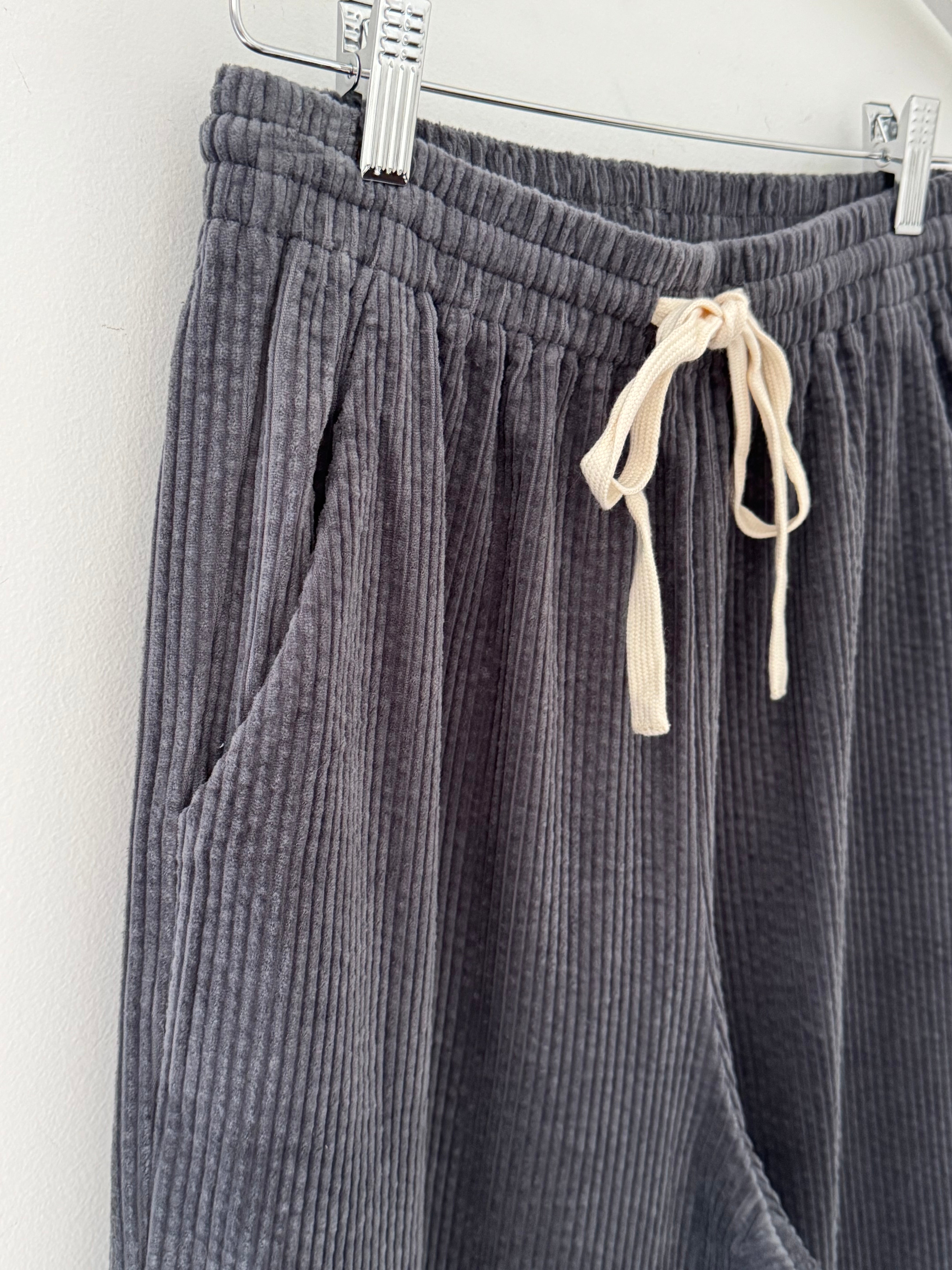 Luxe Cord Joggers in Deep Grey