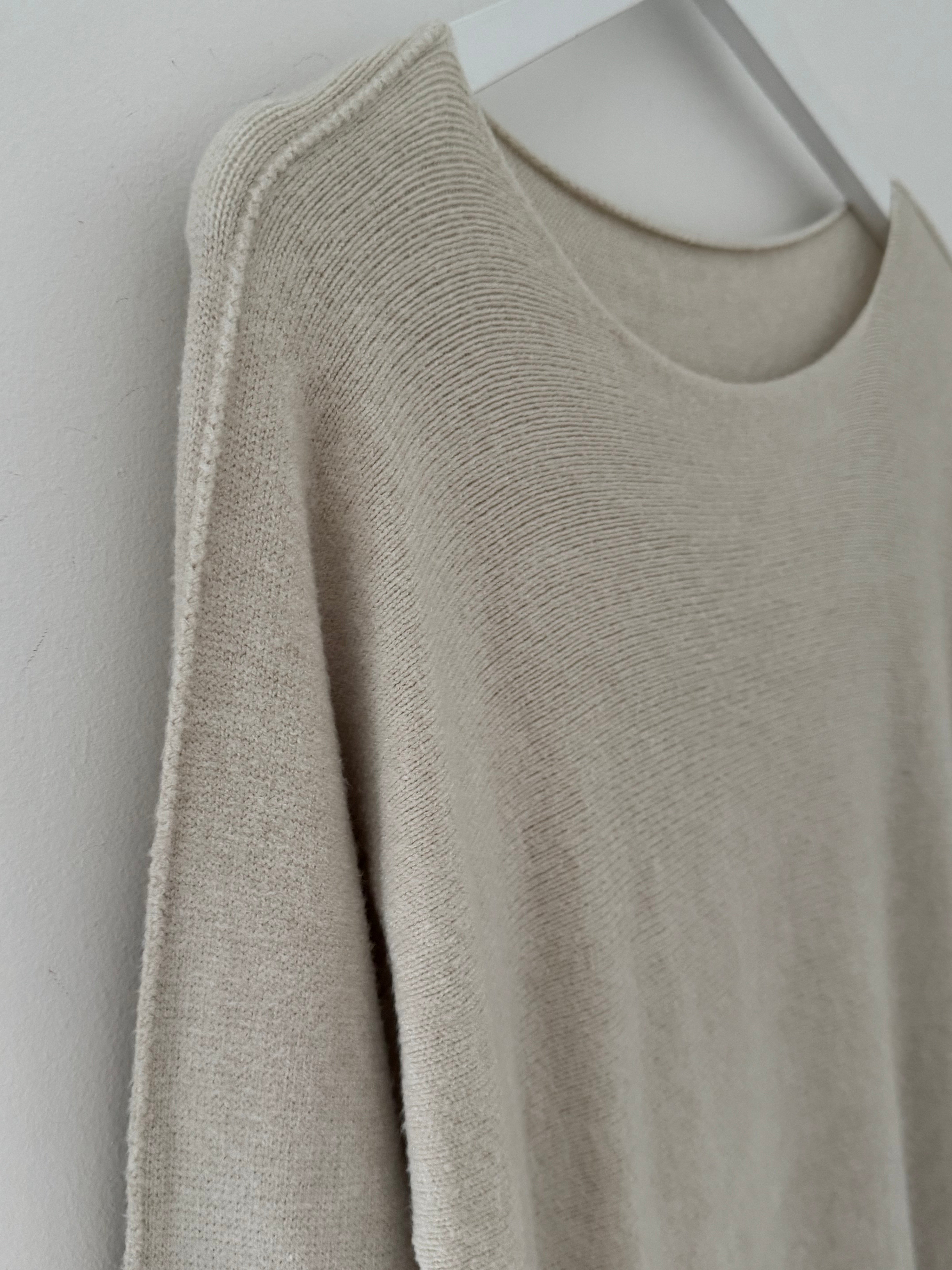 Simple Round Neck Jumper in Stone