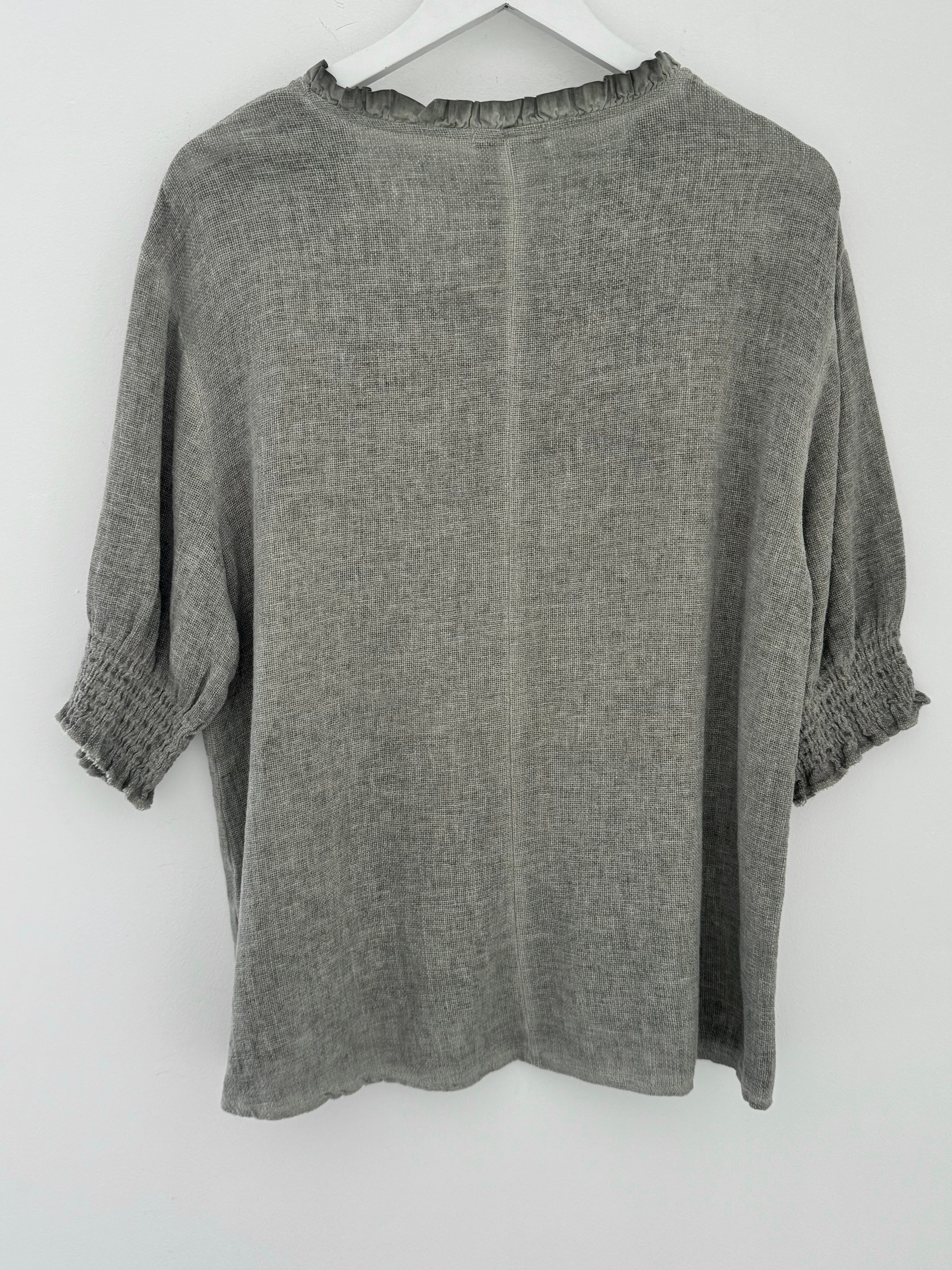 Linen & Cotton Top in Khaki