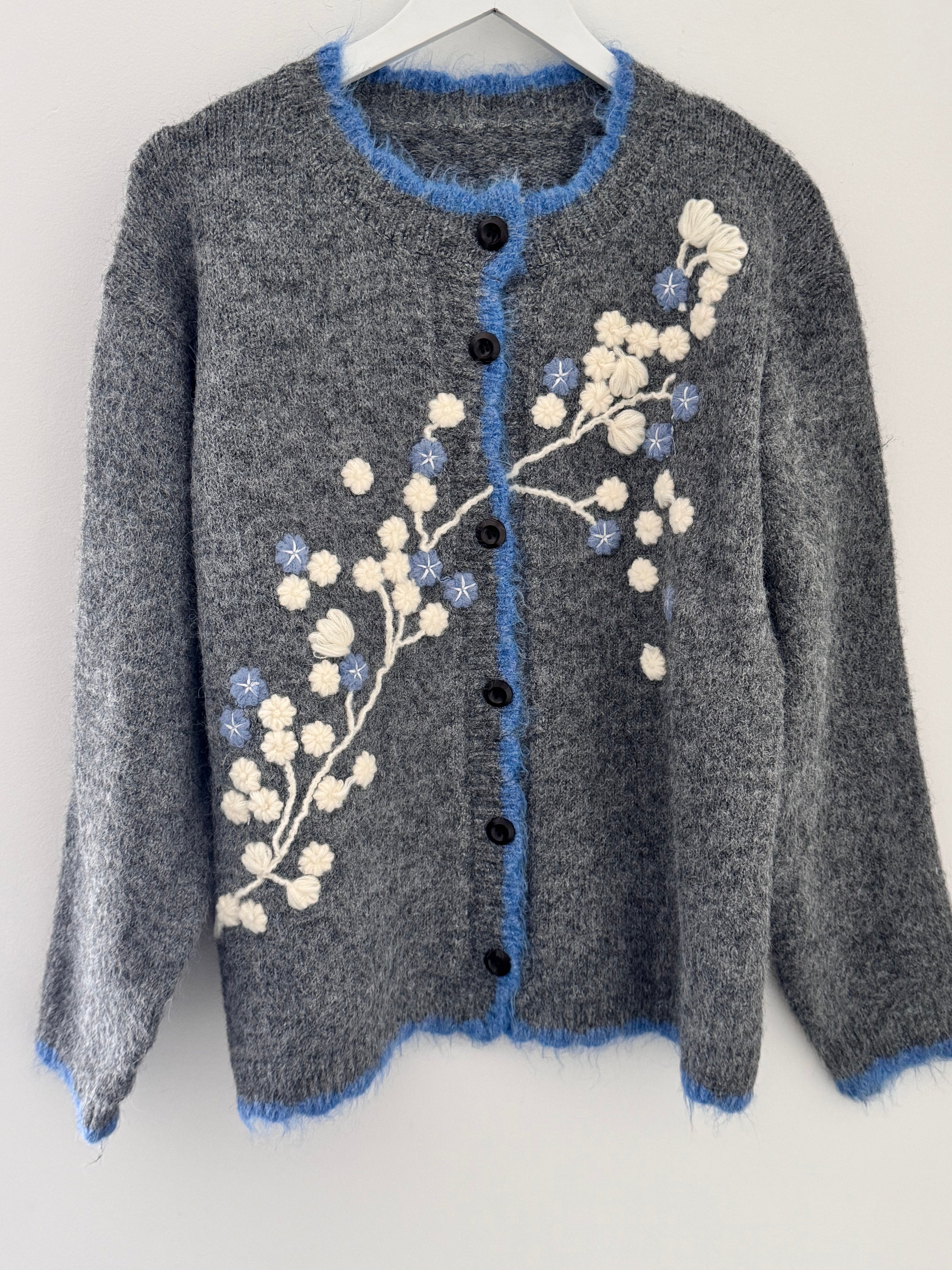 Soft Cardi with Embroidered Flowers