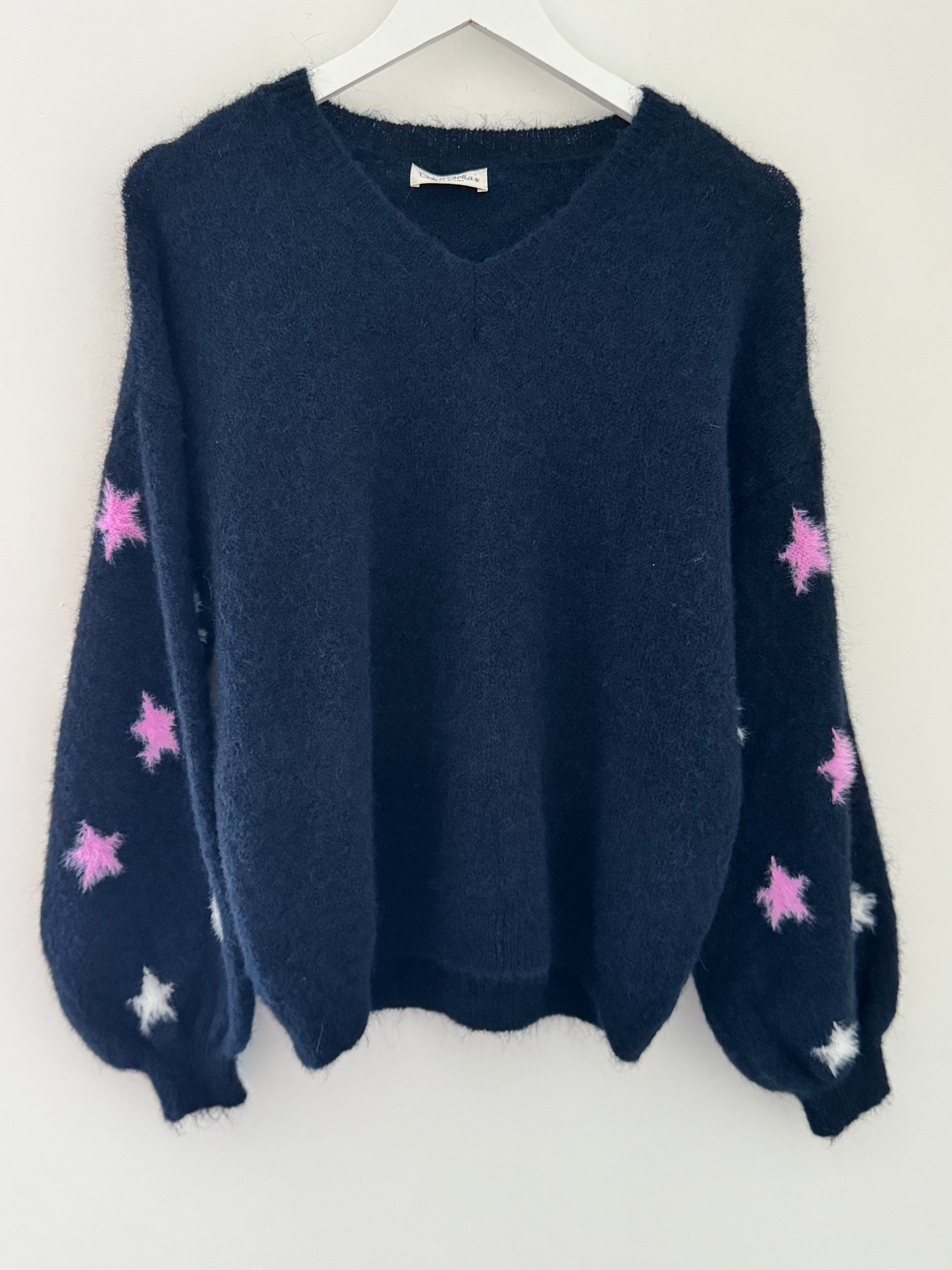 Cosy Jumper with Star Sleeves in Navy