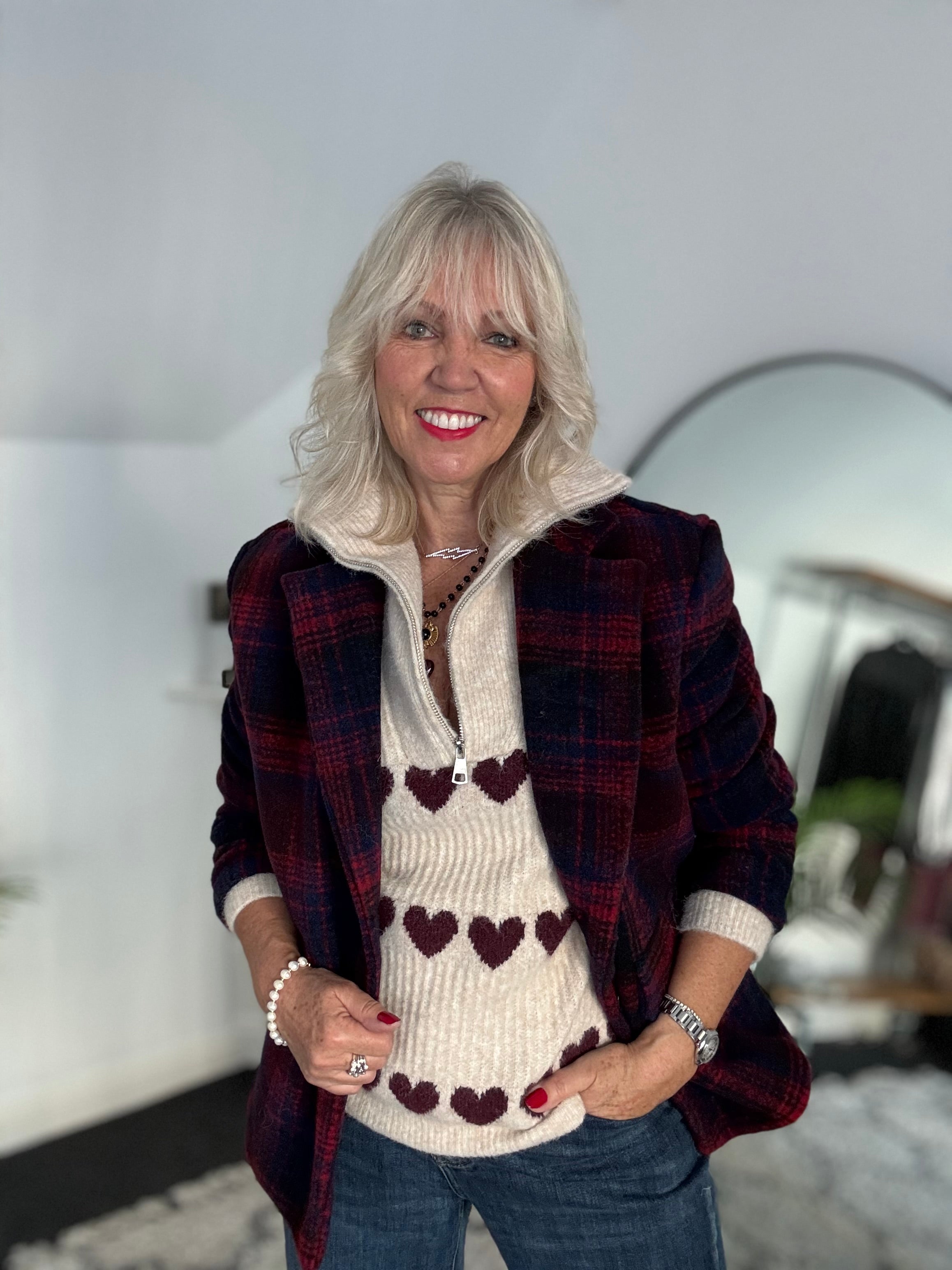 Super Soft Heart Knit with Quarter Zip