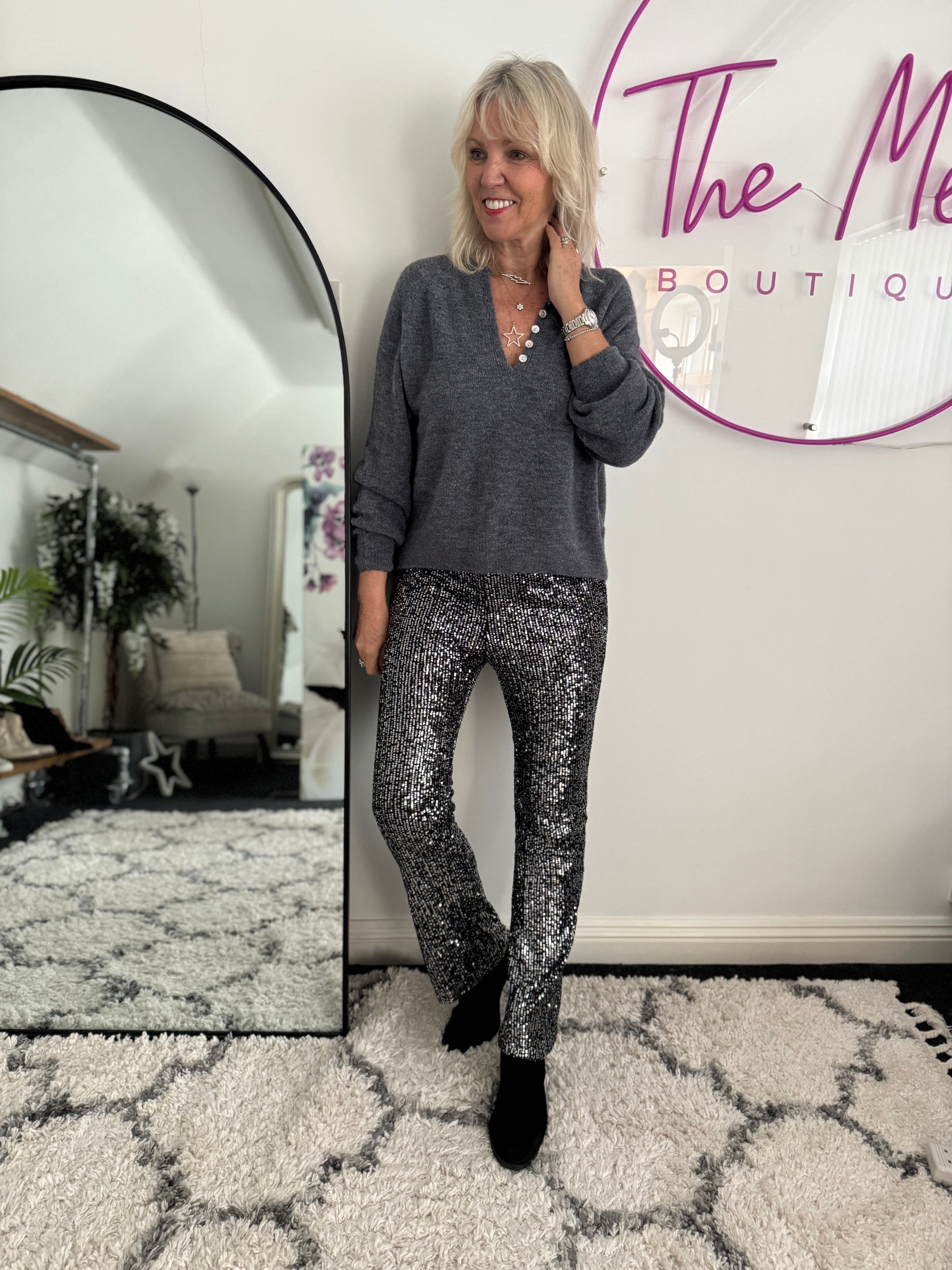 Slim Fit Sequin Trousers