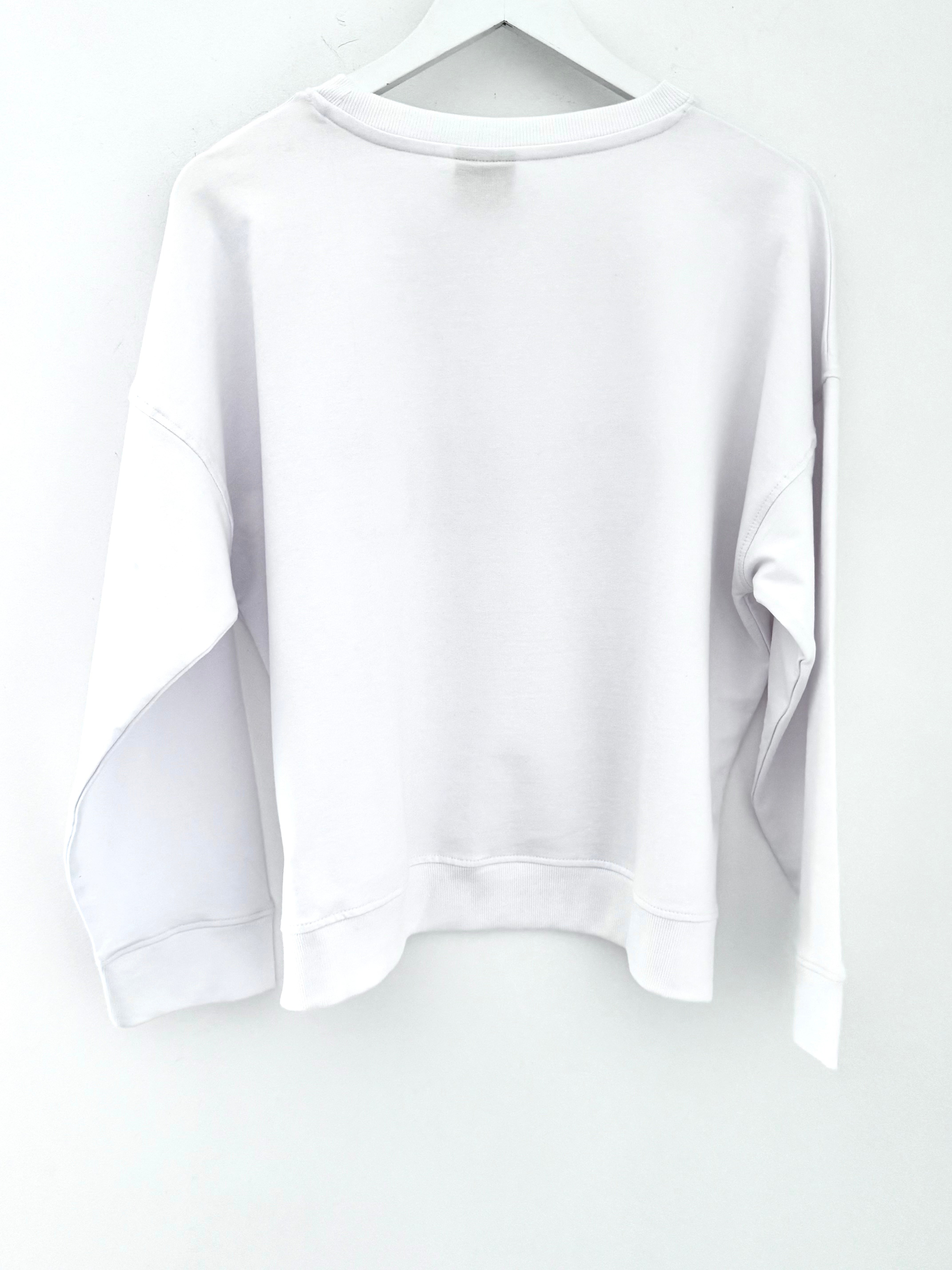 Chic Sequin Sweatshirt in White