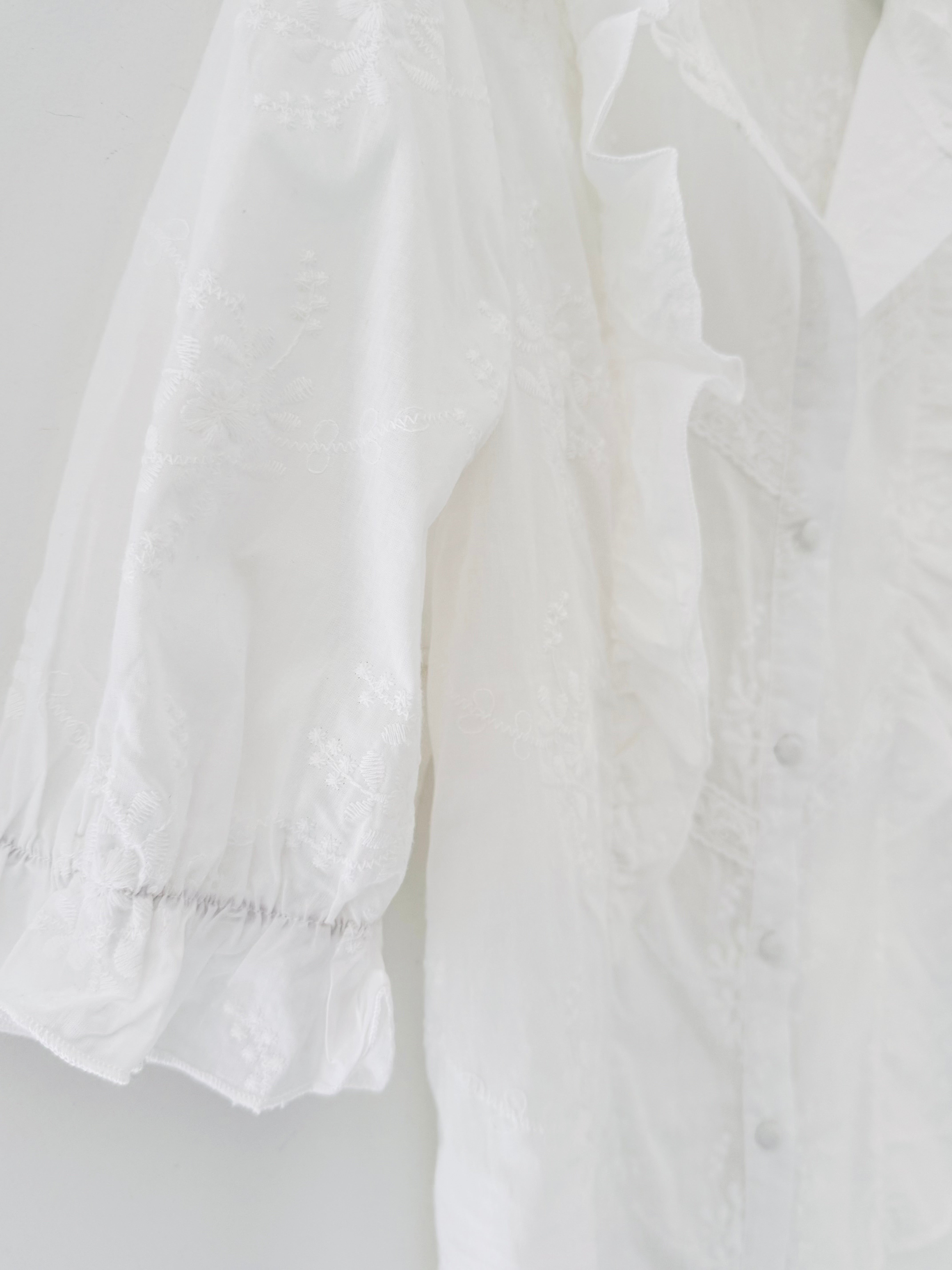 Embroidered Button Shirt in White