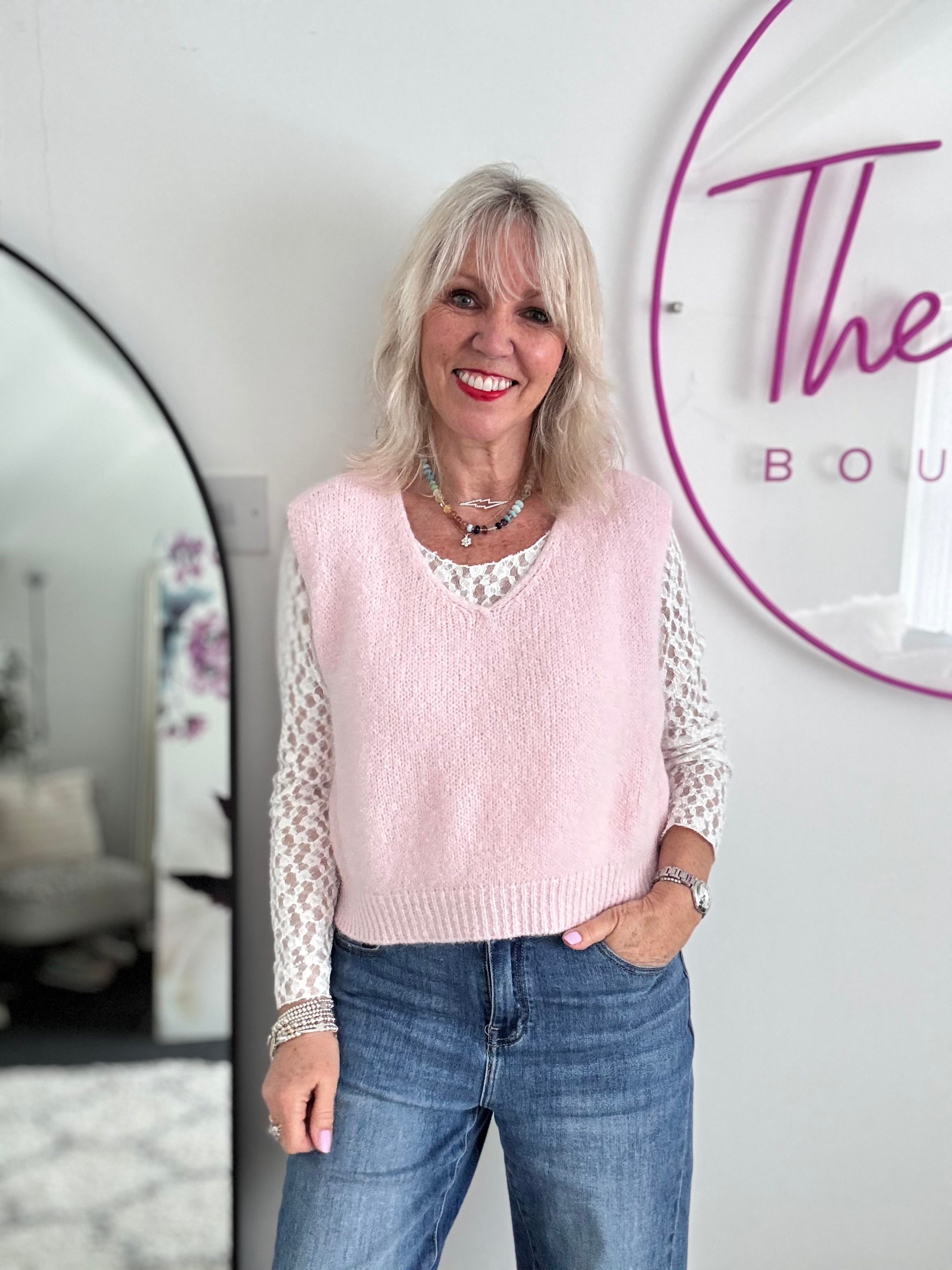 Kid Mohair Tank in Baby Pink