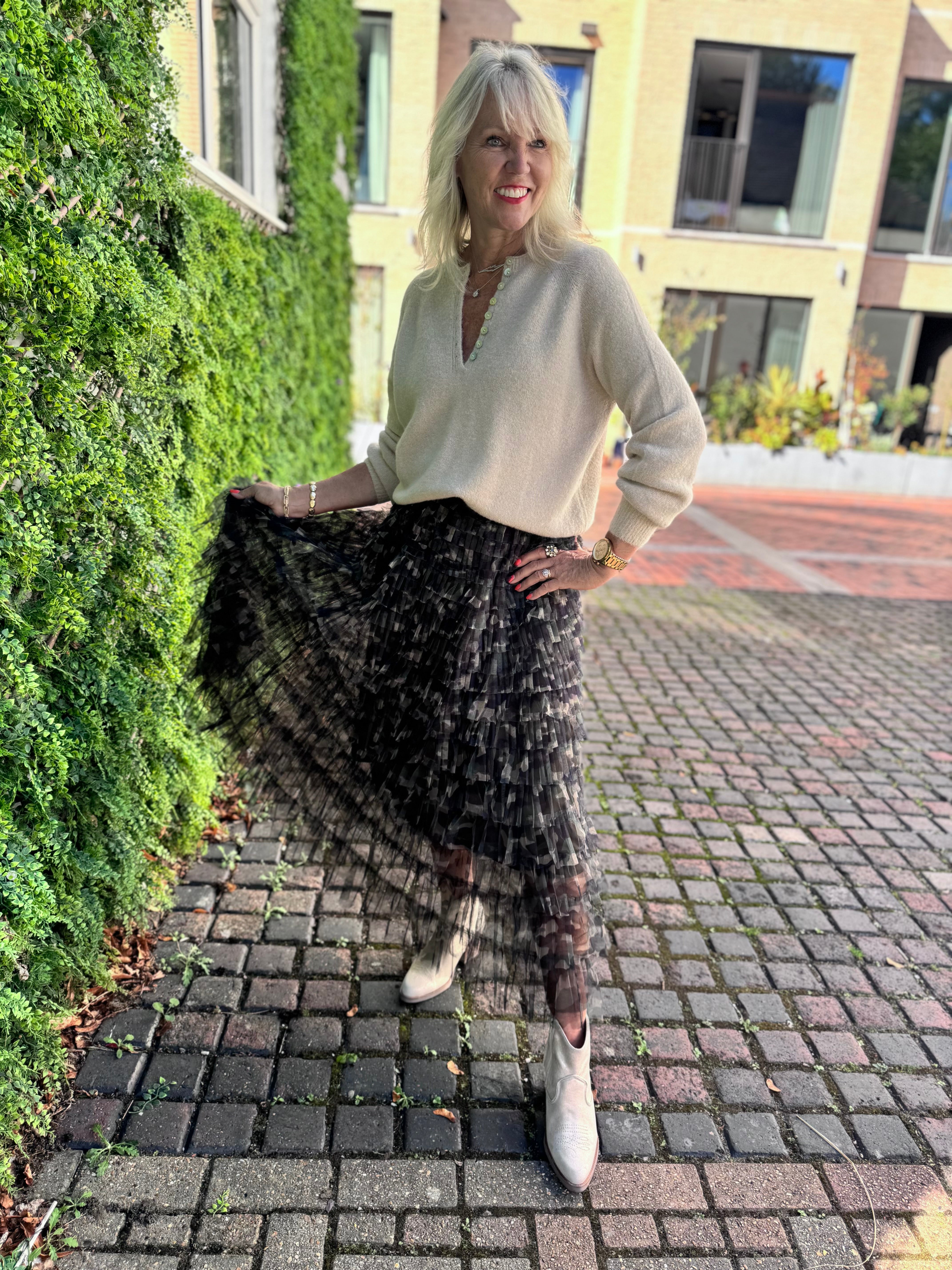 Camo Tulle Midi Skirt
