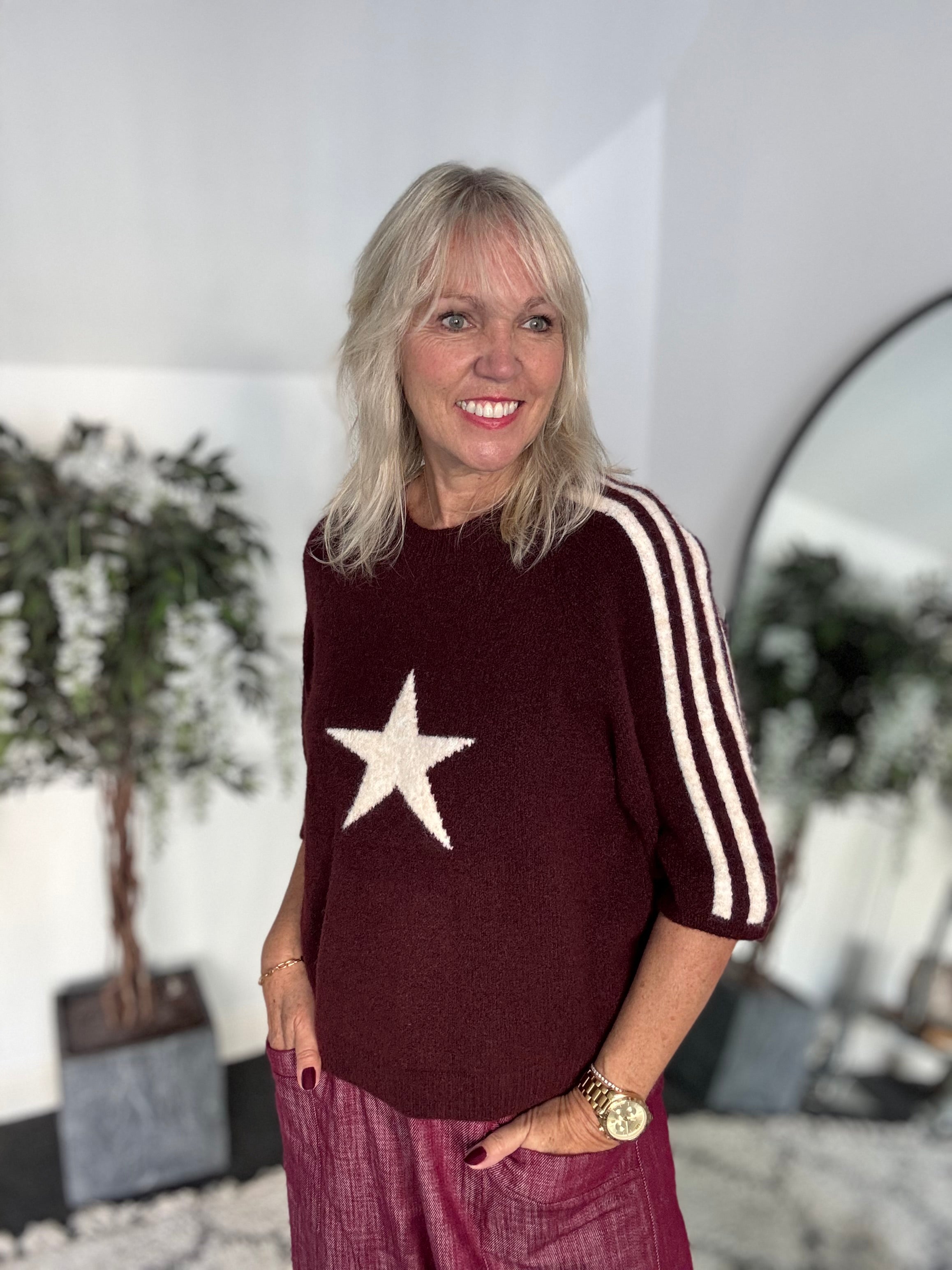 Star & Stripes Jumper in Plum